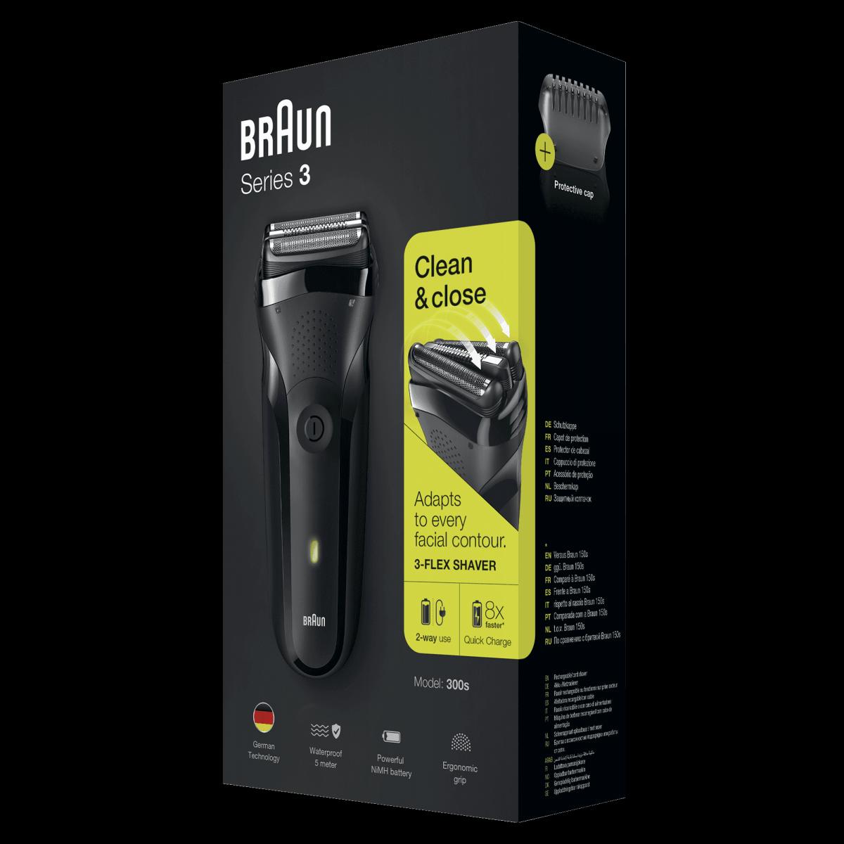 AFEITADORA BRAUN 300S BLACK CON-SIN CABLE