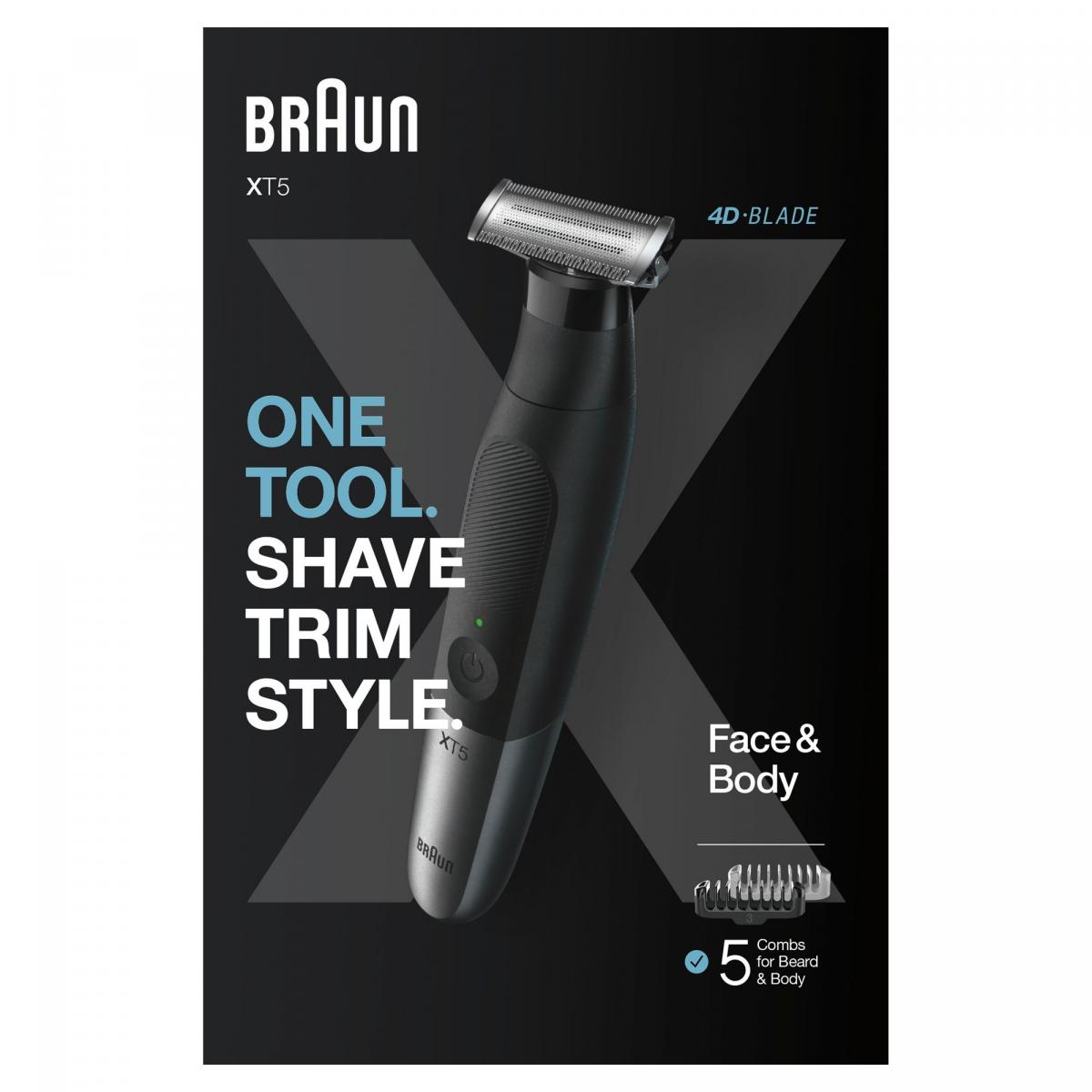 BARBERO-CORTAPELO BRAUN XT5100 FACE&BODY 4 PEINES