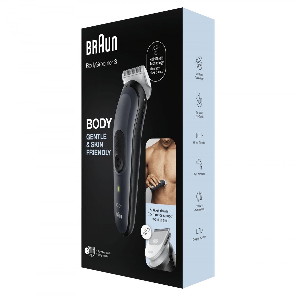 AFEITADORA CORPORAL BRAUN BG3340 3 ACCESORIOS C-S.CABLE