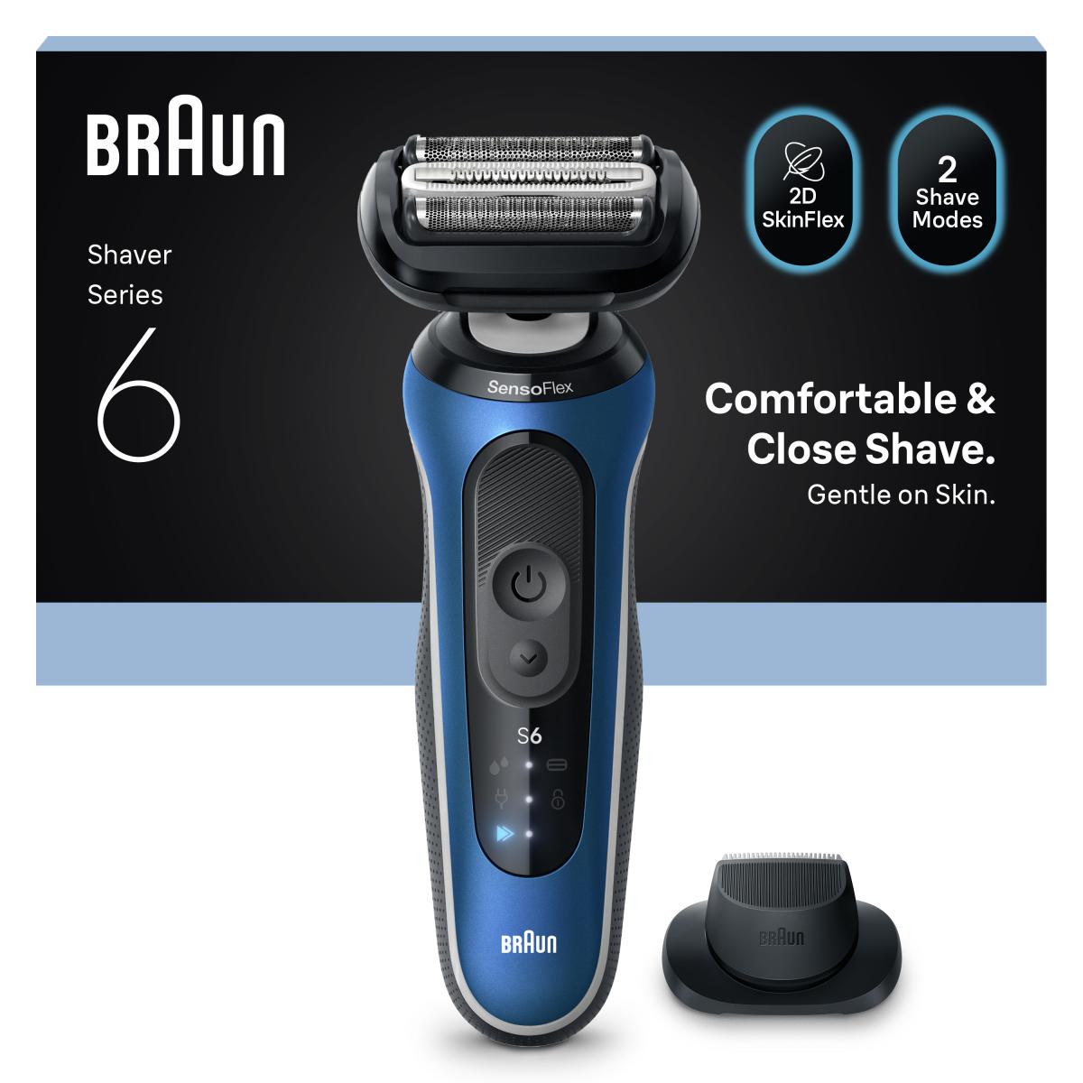 AFEITADORA BRAUN CUIDADO PERSONAL 62-B1200S SERIE 6 AUT. 60MIN WET&DRY 2 MODOS