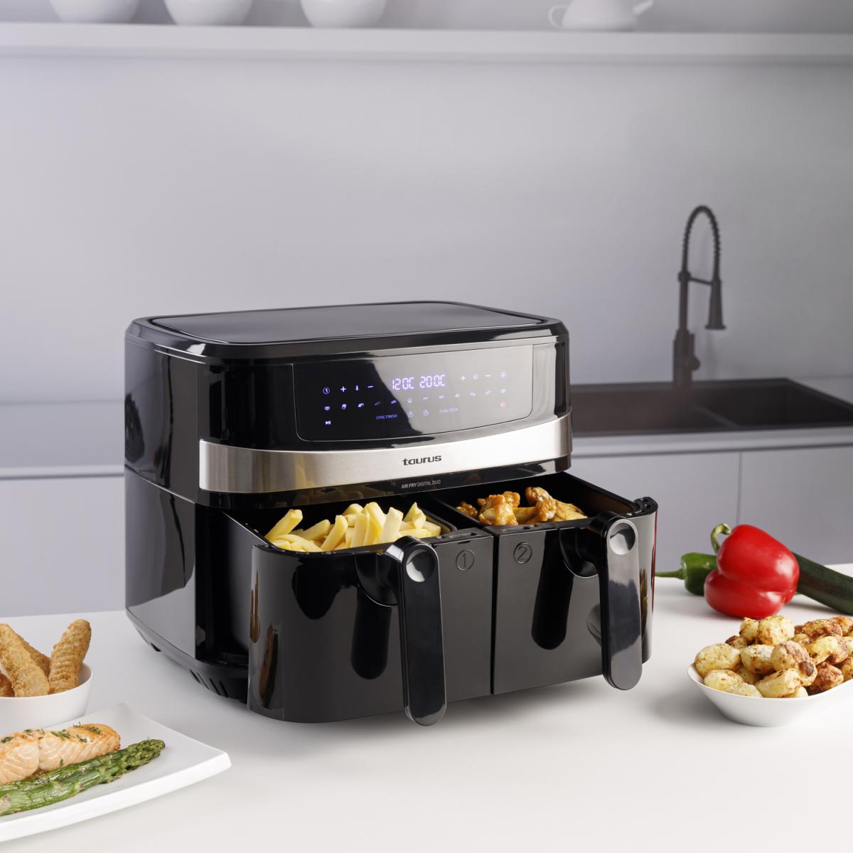 FREIDORA SIN ACEITE TAURUS 973980000 AF2600D 9L (4,5L+4,5L) DOBLE CUBETA 2600W