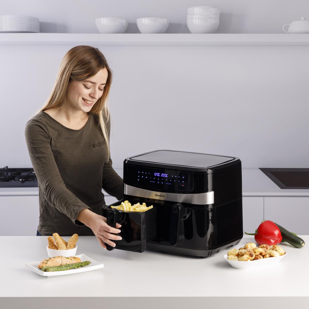 FREIDORA SIN ACEITE TAURUS 973980000 AF2600D 9L (4,5L+4,5L) DOBLE CUBETA 2600W
