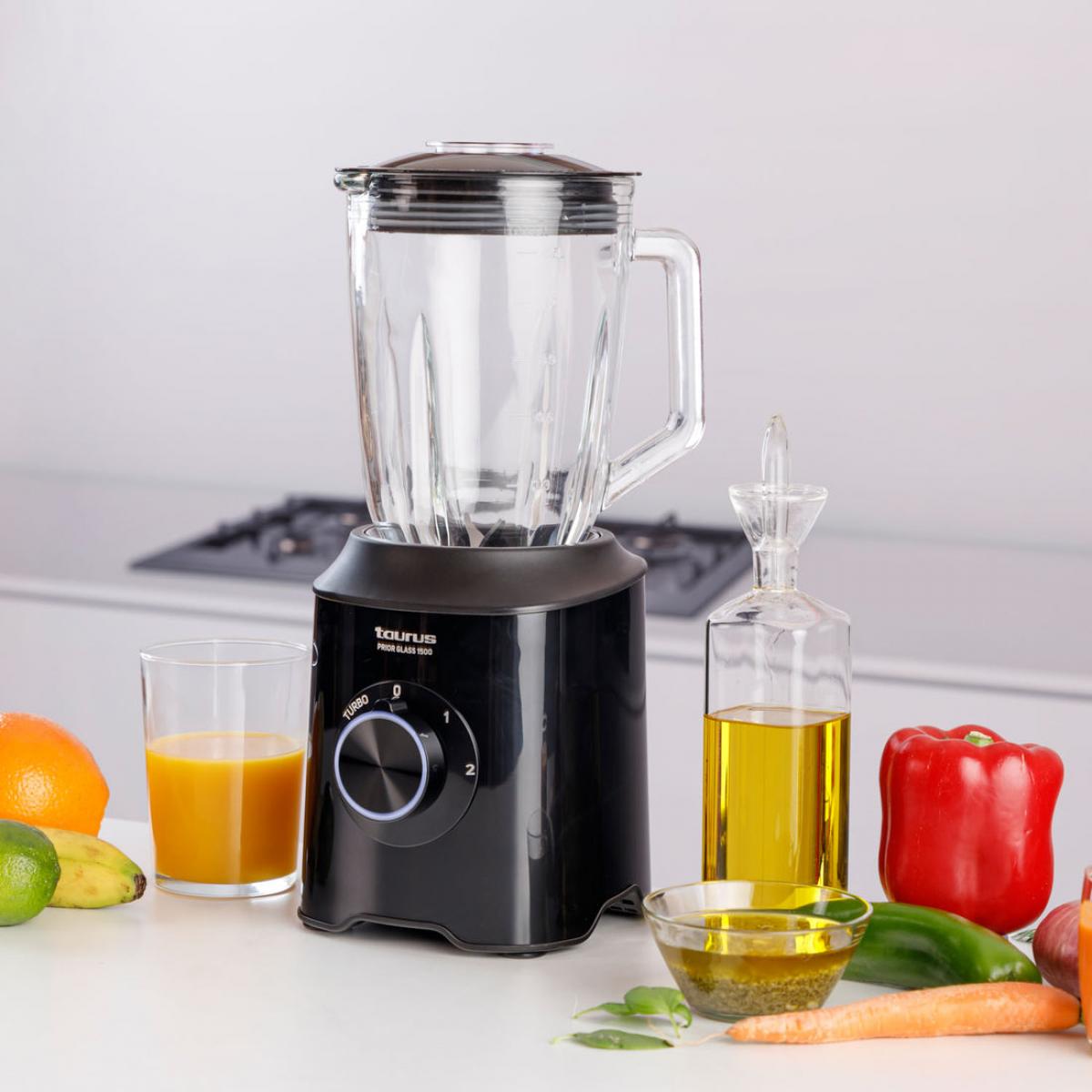 BATIDORA VASO TAURUS PRIOR GLASS 1500 912475000 1500W NEGRO