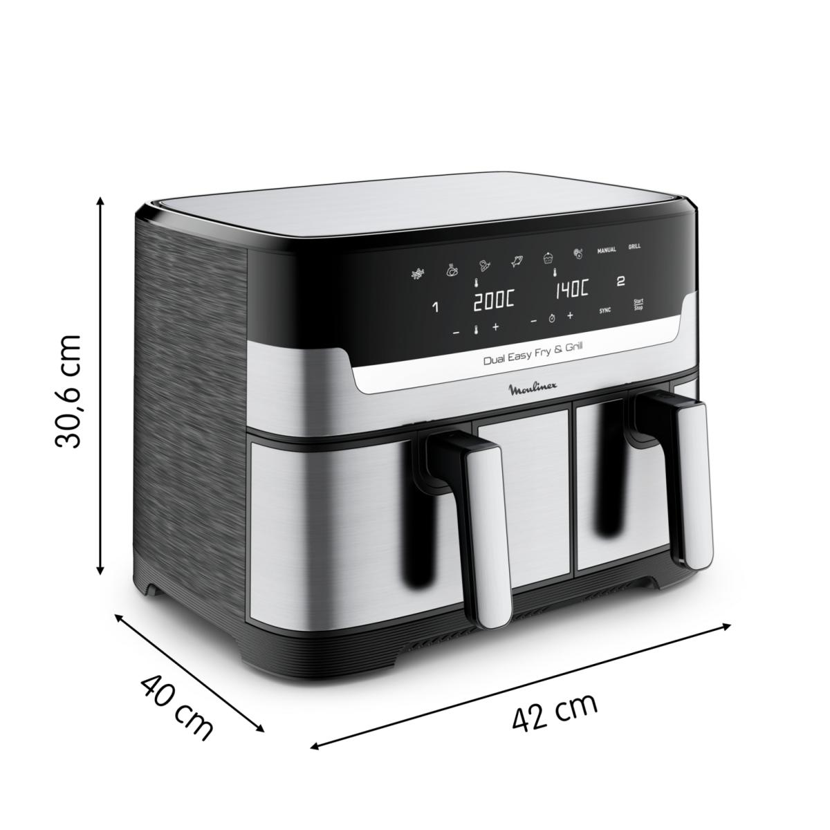 FREIDORA SIN ACEITE MOULINEX EZ905D20 DUAL EASY FRY & GRILL 8,3L 2CESTAS
