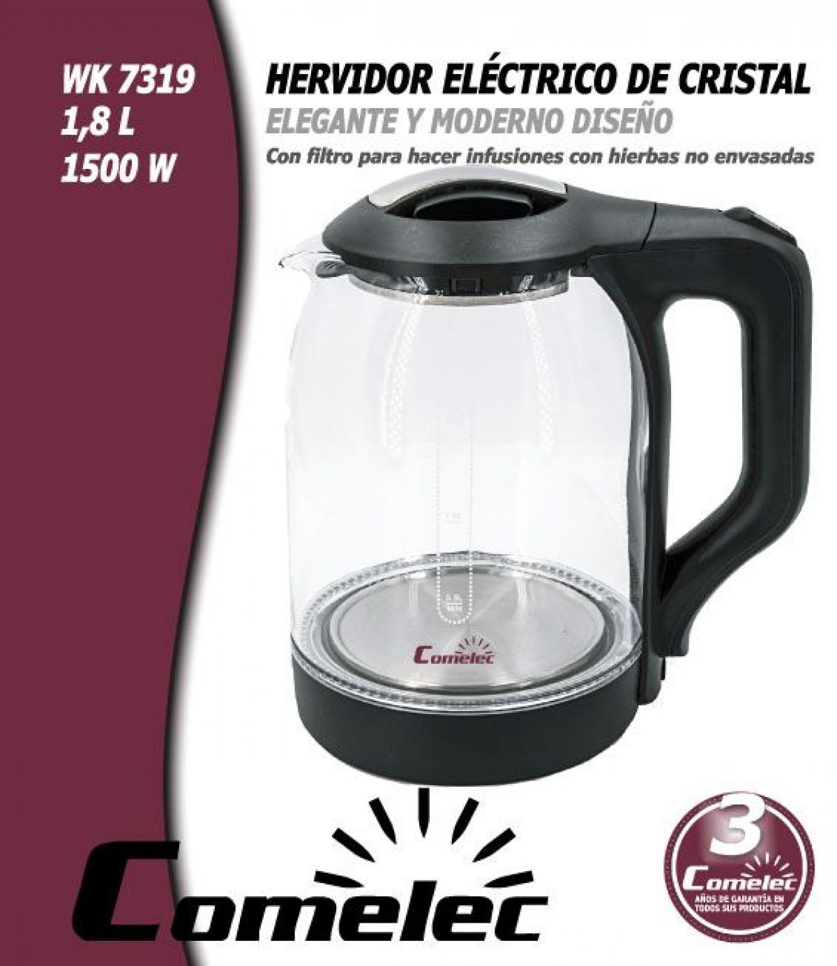 HERVIDOR COMELEC WK7319 1500W 1,8L CRISTAL RES.OCULTA