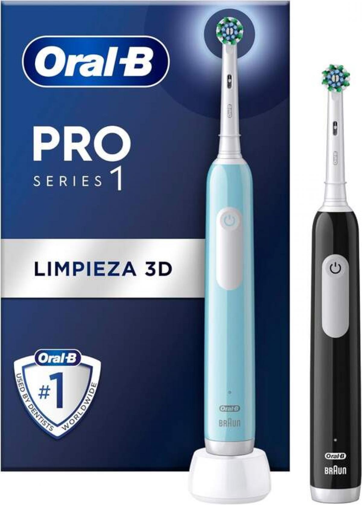 DUO DENTAL ORAL B PRO 1 TURQUESA Y NEGRO (2 RECAMBIOS)