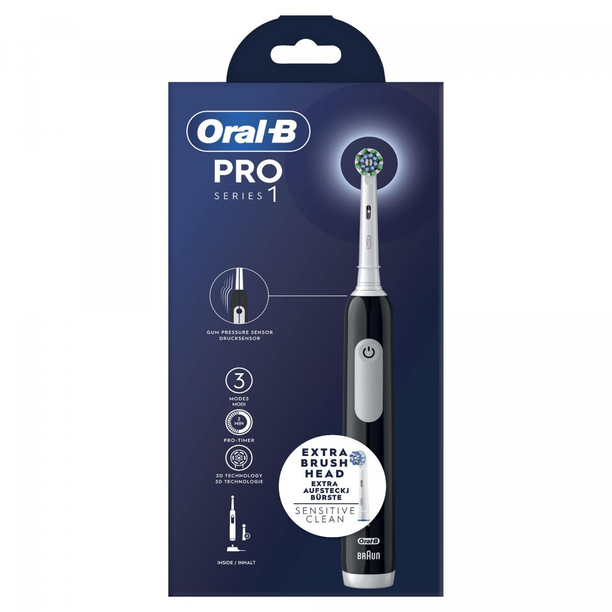 DENTAL ORAL B PRO 1 NEGRO (2 RECAMBIOS)
