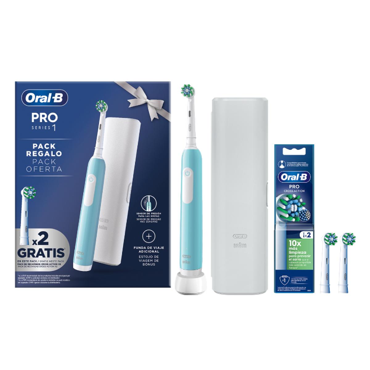 DENTAL ORAL B PRO 1 TURQUESA C-FUNDA VIAJE + REGALO 2REC CROSS ACTION