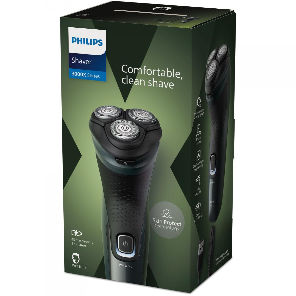 AFEITADORA PHILIPS X3052-00 W&D CON CABLE USB CORTAPATILLAS