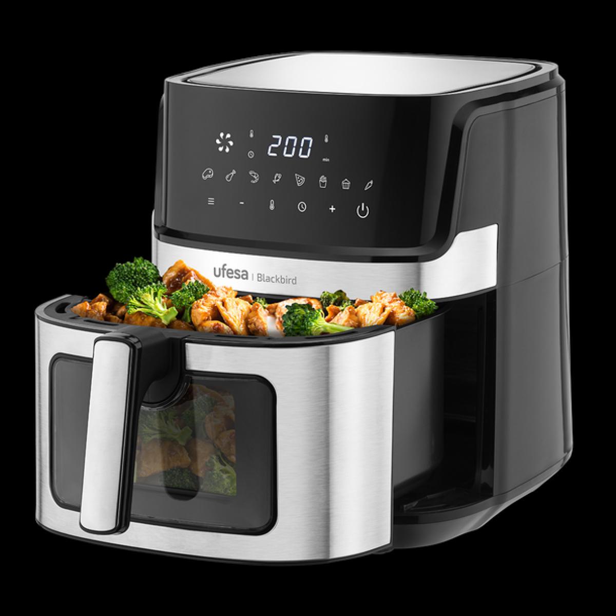 FREIDORA SIN ACEITE UFESA 72805716 BLACKBIRD 6,5L INOX VENTANA Y LUZ