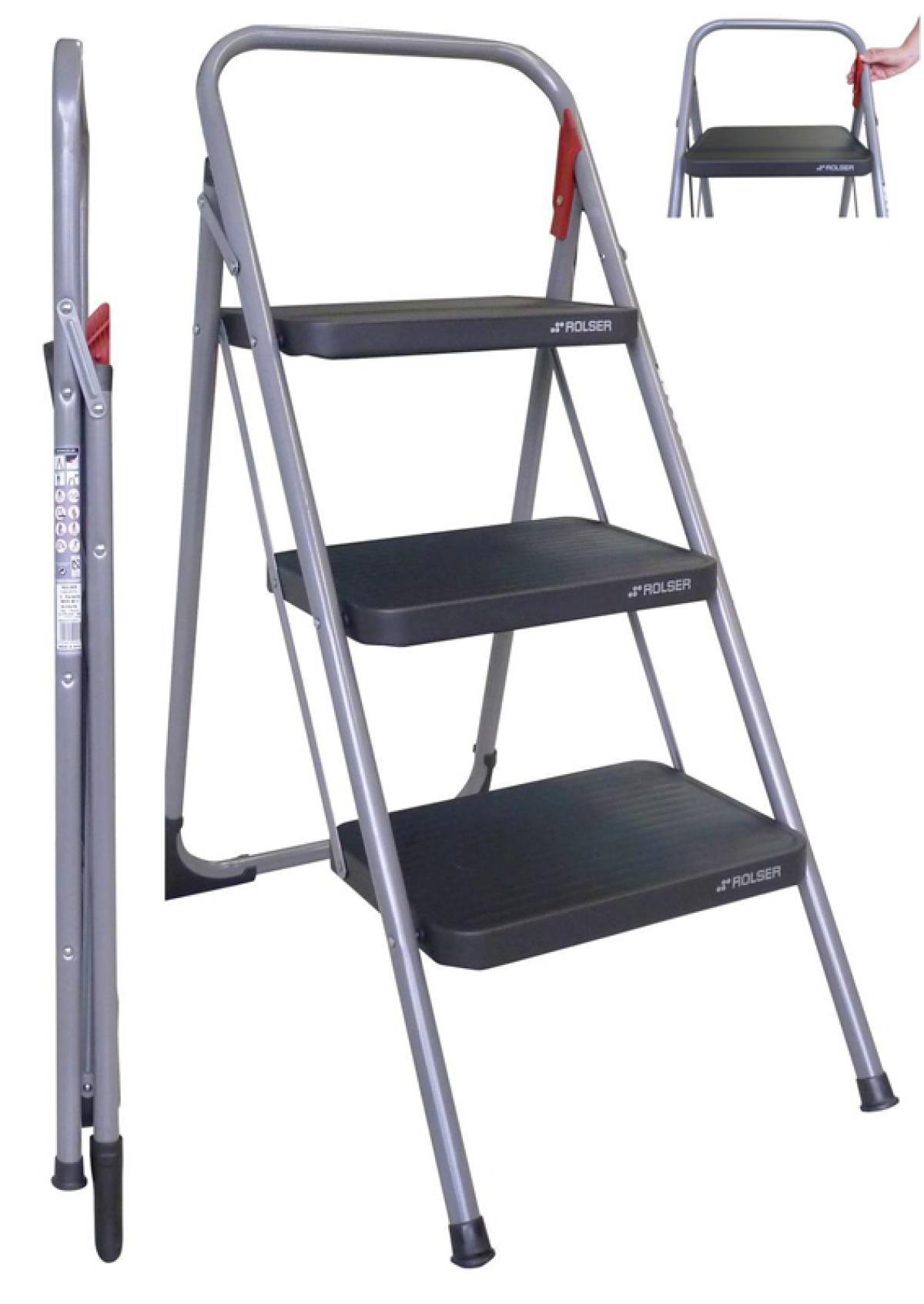 TABURETE ROLSER M11 MET004 3 PELDAÑOS ANTRACITA