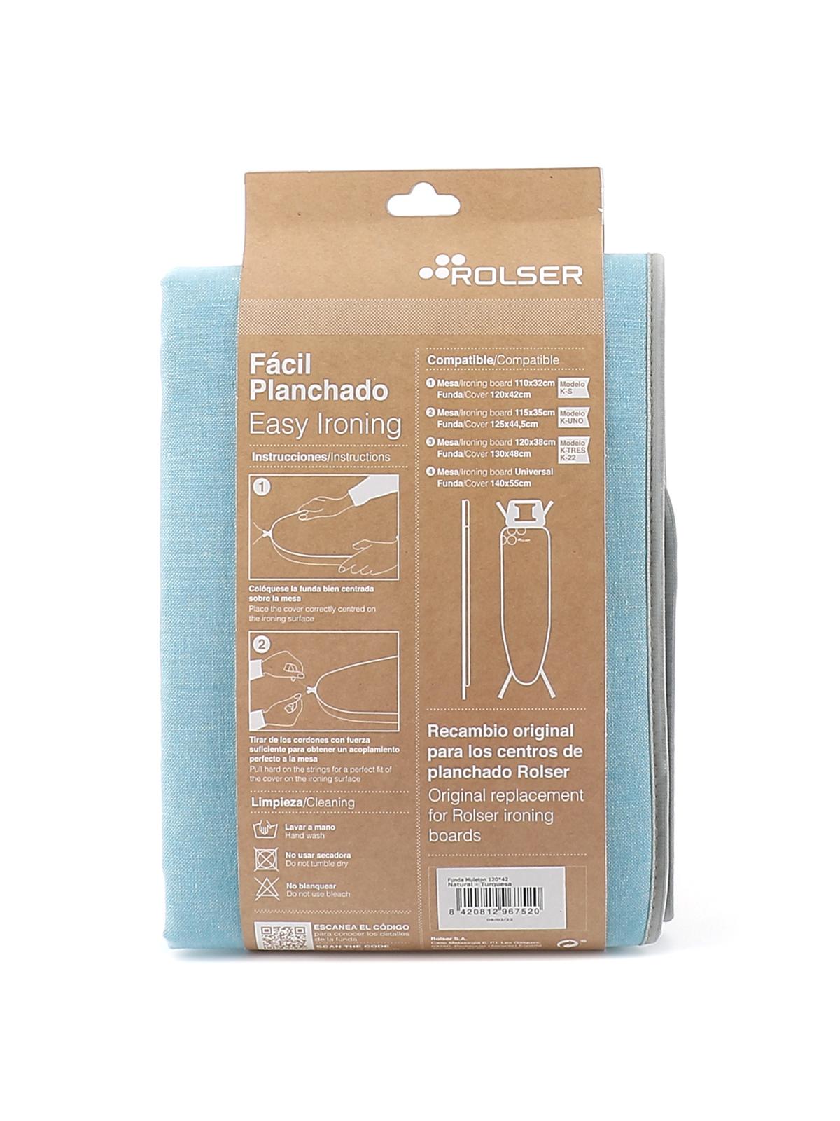 FUNDA T.PLANCHA MULETON NATURAL 130X48 TURQUESA