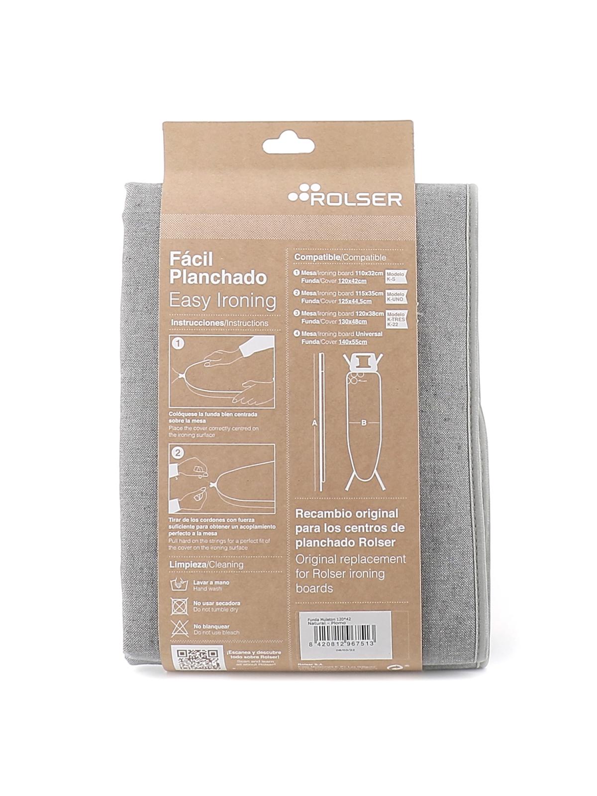 FUNDA T.PLANCHA MULETON NATURAL 130X48 PLOMO