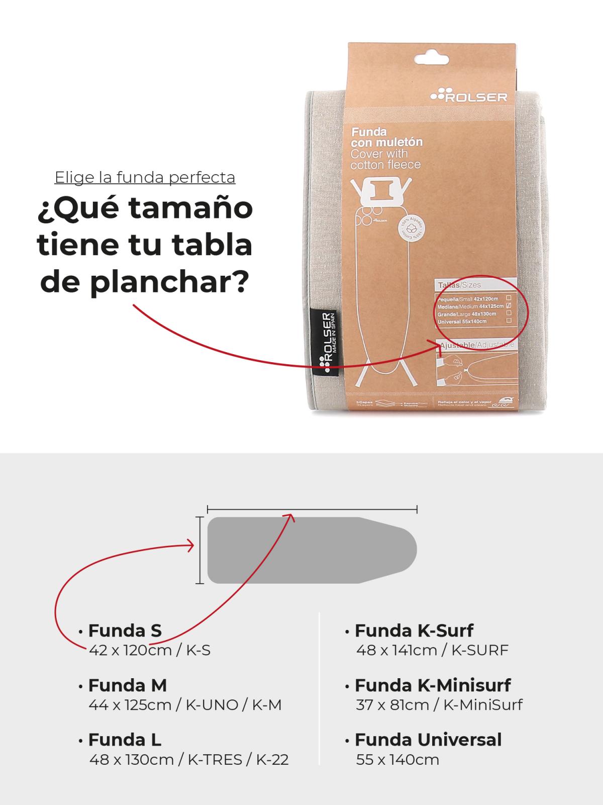 FUNDA T.PLANCHA MULETON NATURAL 130X48 PLOMO