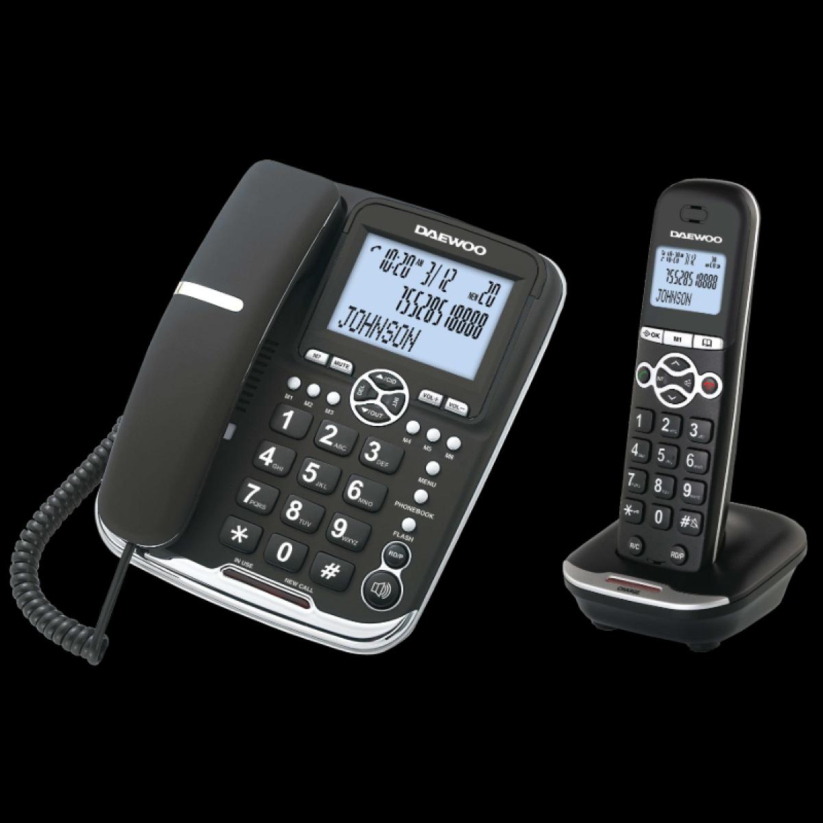 DUO TELEFONO BIPIEZA+INALAMBRICO DAEWOO DTD5500 NEGRO