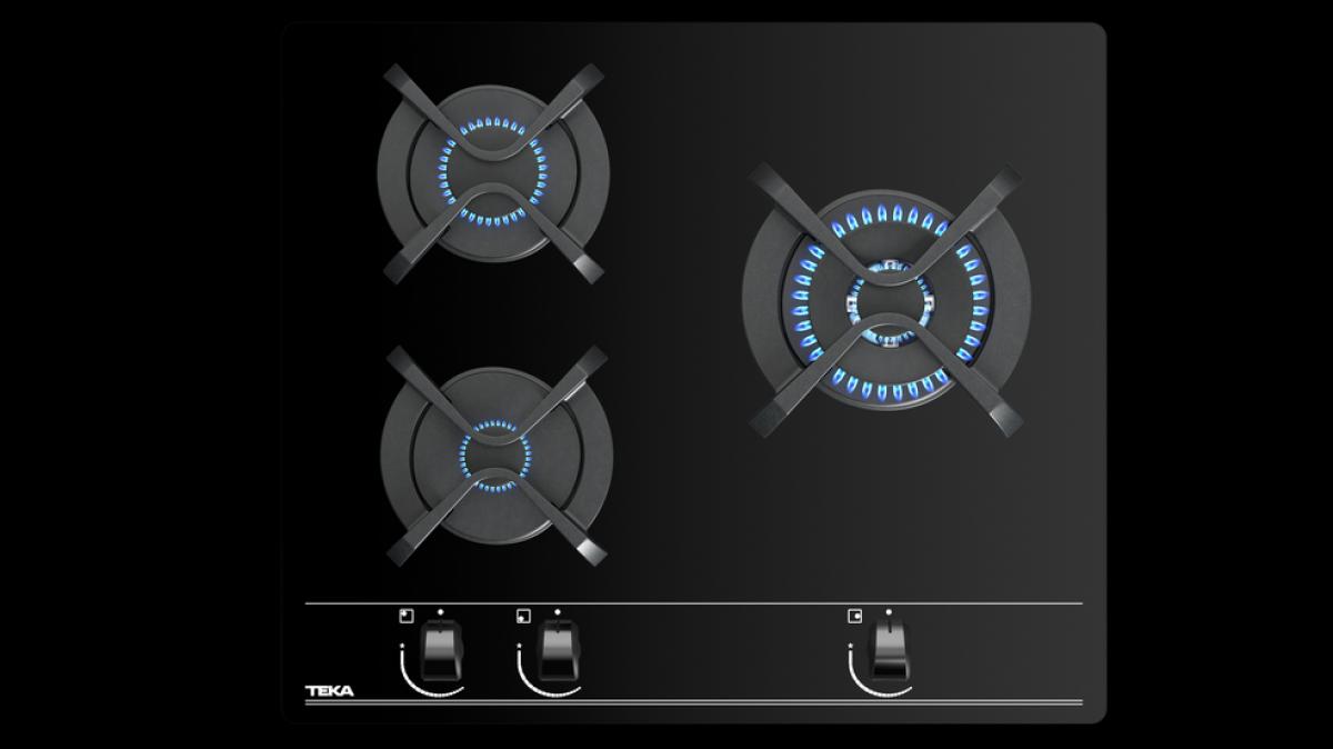 PLACA GAS TEKA GBC63010 3F C-WOK BUTANO 60CM CRIST.NGO 112580001
