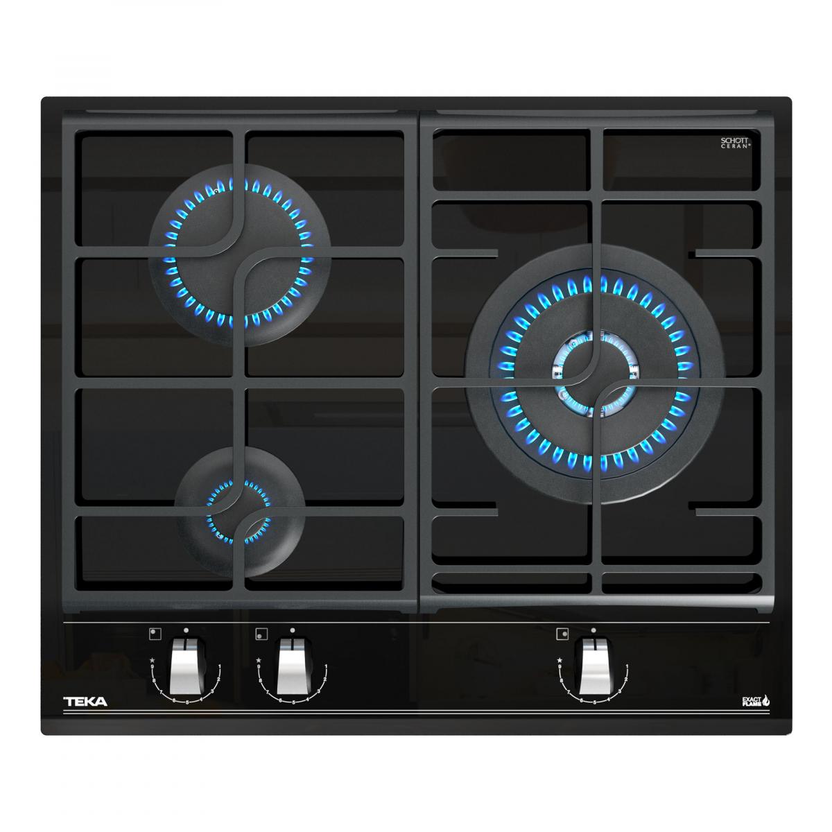 PLACA GAS TEKA GZC63310XBB 3F C-WOK BISEL BUTANO 60CM CRIST.NGO 112570021