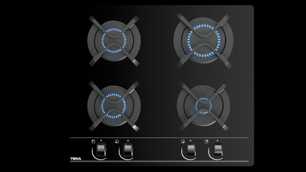 PLACA GAS TEKA GBC64000KBB 4F BUTANO 60CM CRIST.NGO 112580005