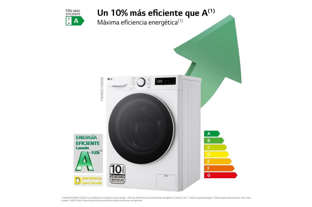 LAVASECADORA LG F4DR6010A0W 10-6KG 1400RPM A-D BCA. C-VAPOR