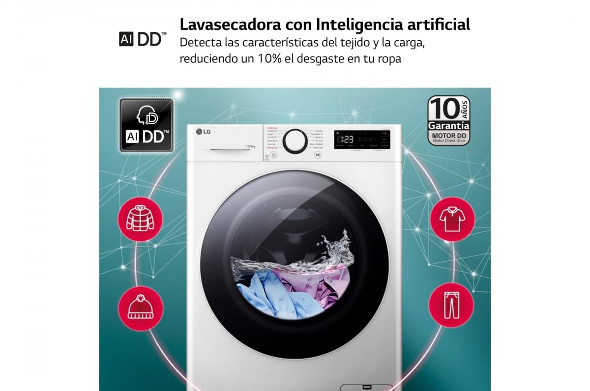 LAVASECADORA LG F4DR6010A0W 10-6KG 1400RPM A-D BCA. C-VAPOR