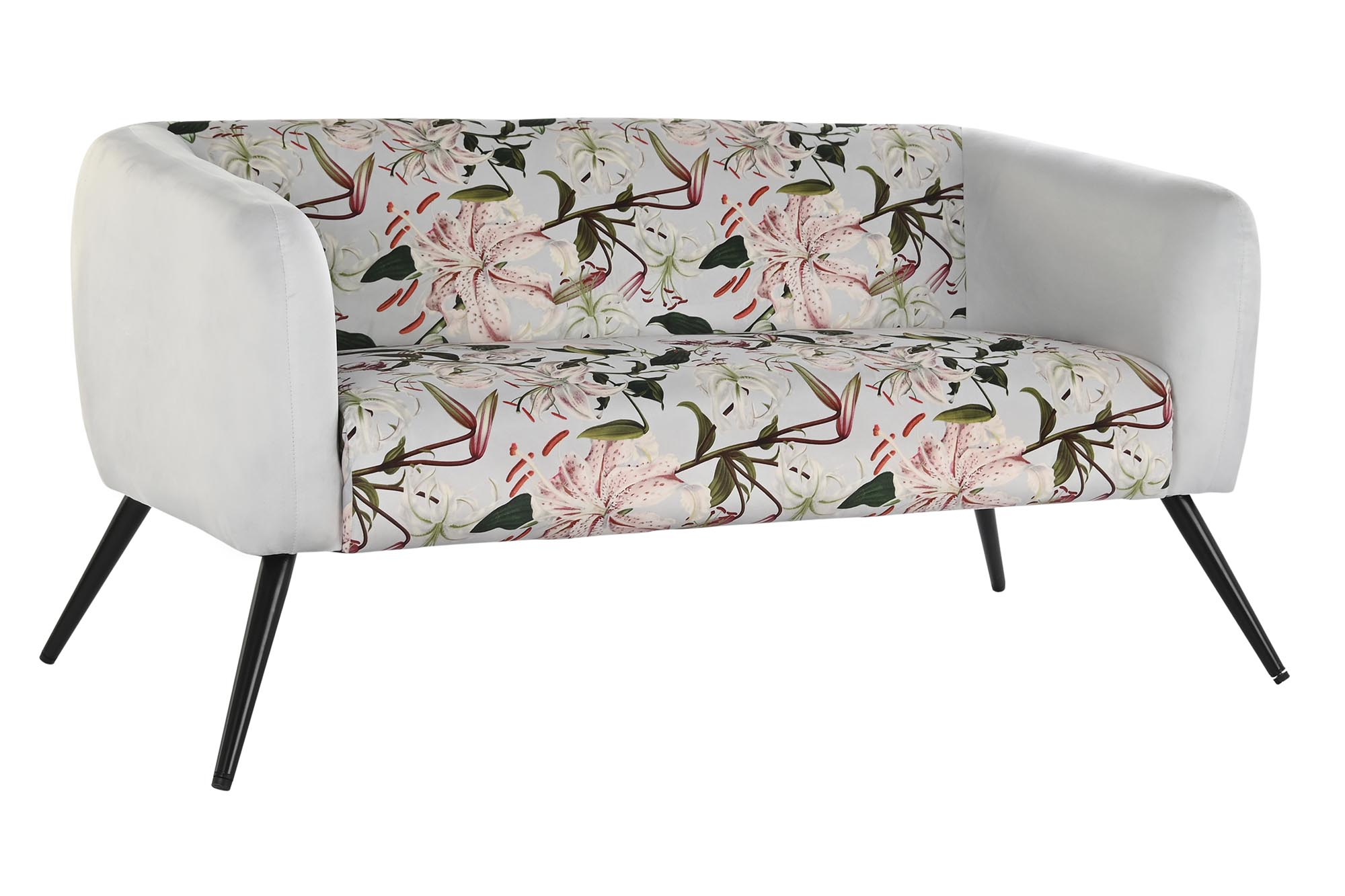 Sofa poliester metal 140x71x71 flores beige