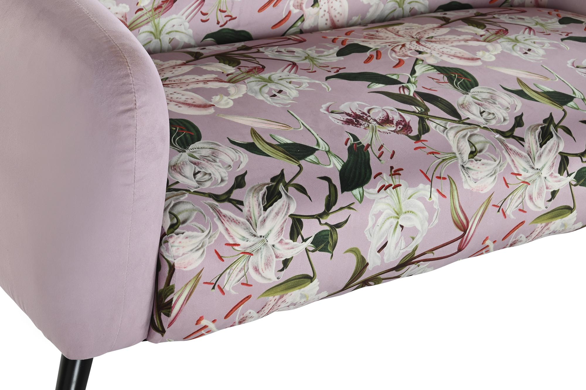 Sofa poliester metal 140x71x71 flores rosa
