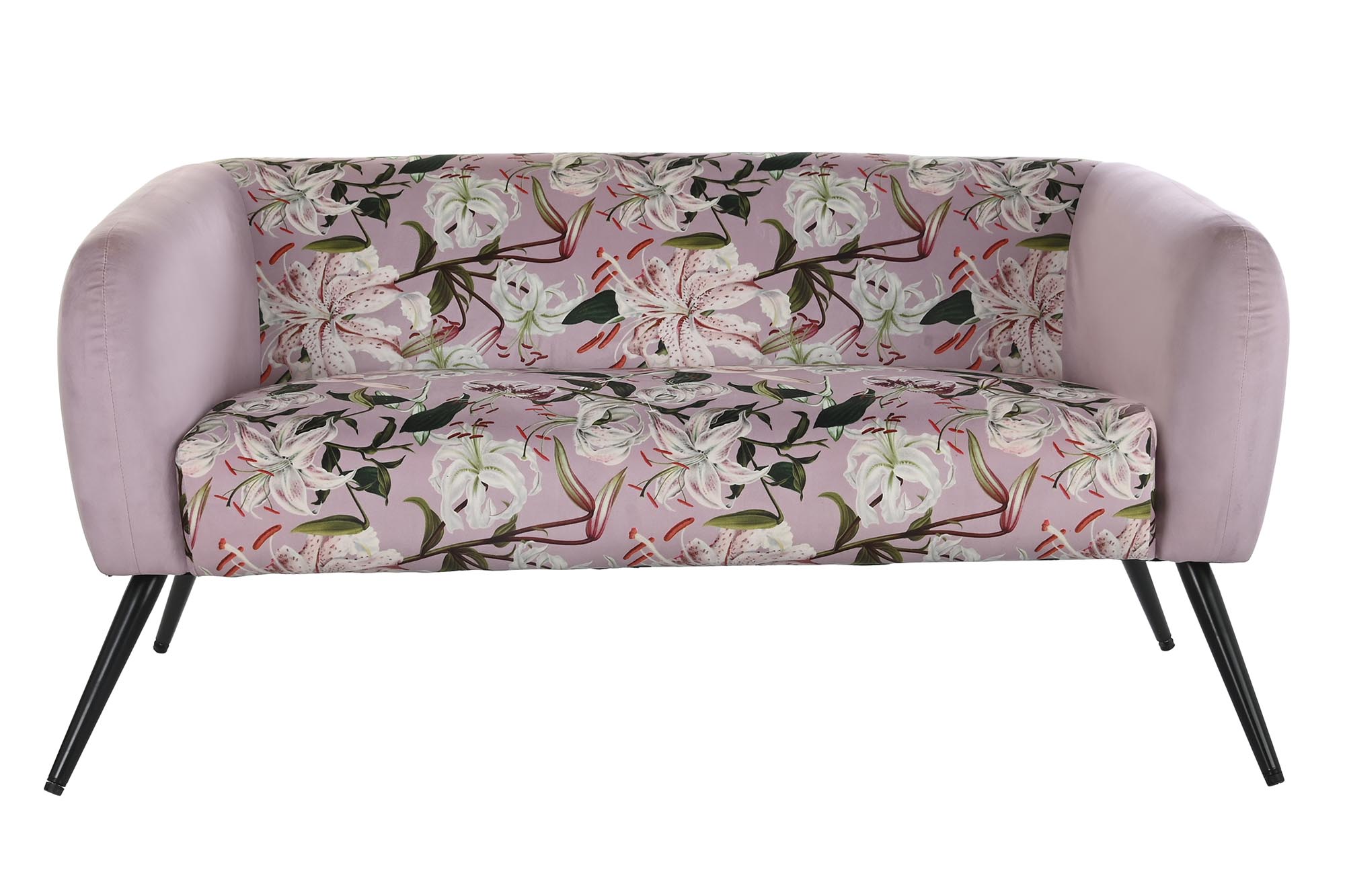 Sofa poliester metal 140x71x71 flores rosa