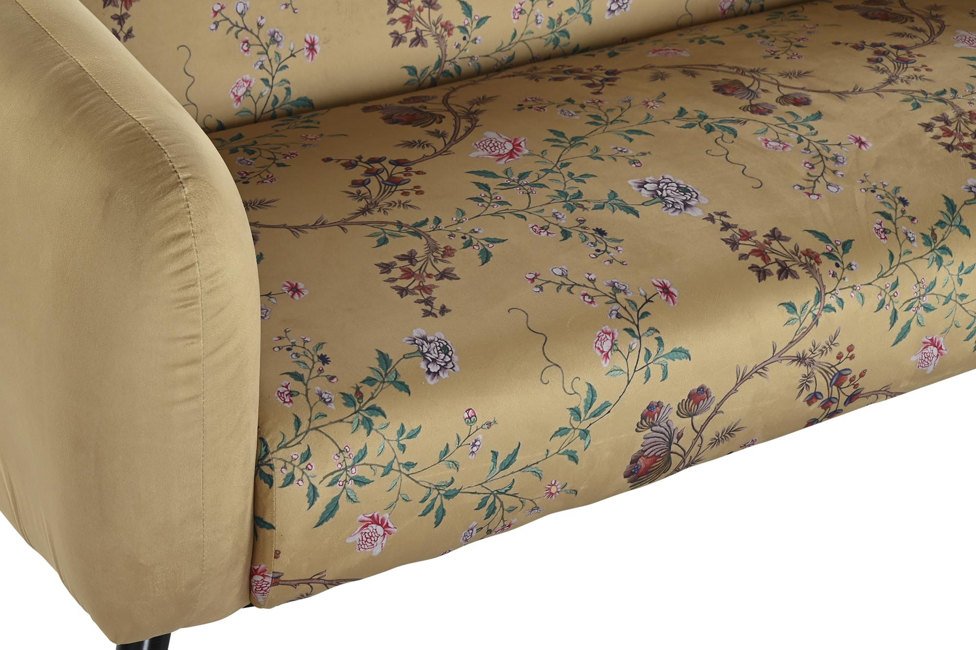 Sofa poliester metal 140x71x71 flores amarillo