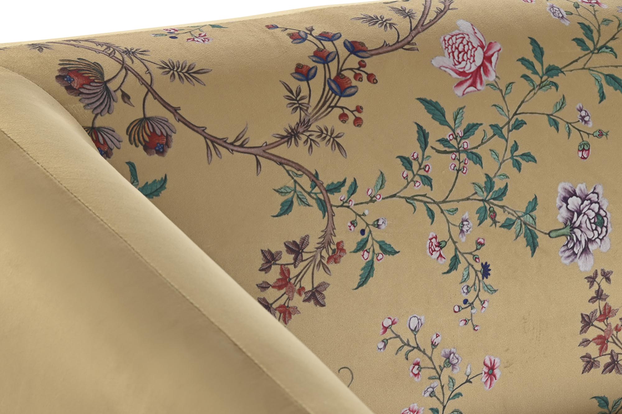 Sofa poliester metal 140x71x71 flores amarillo