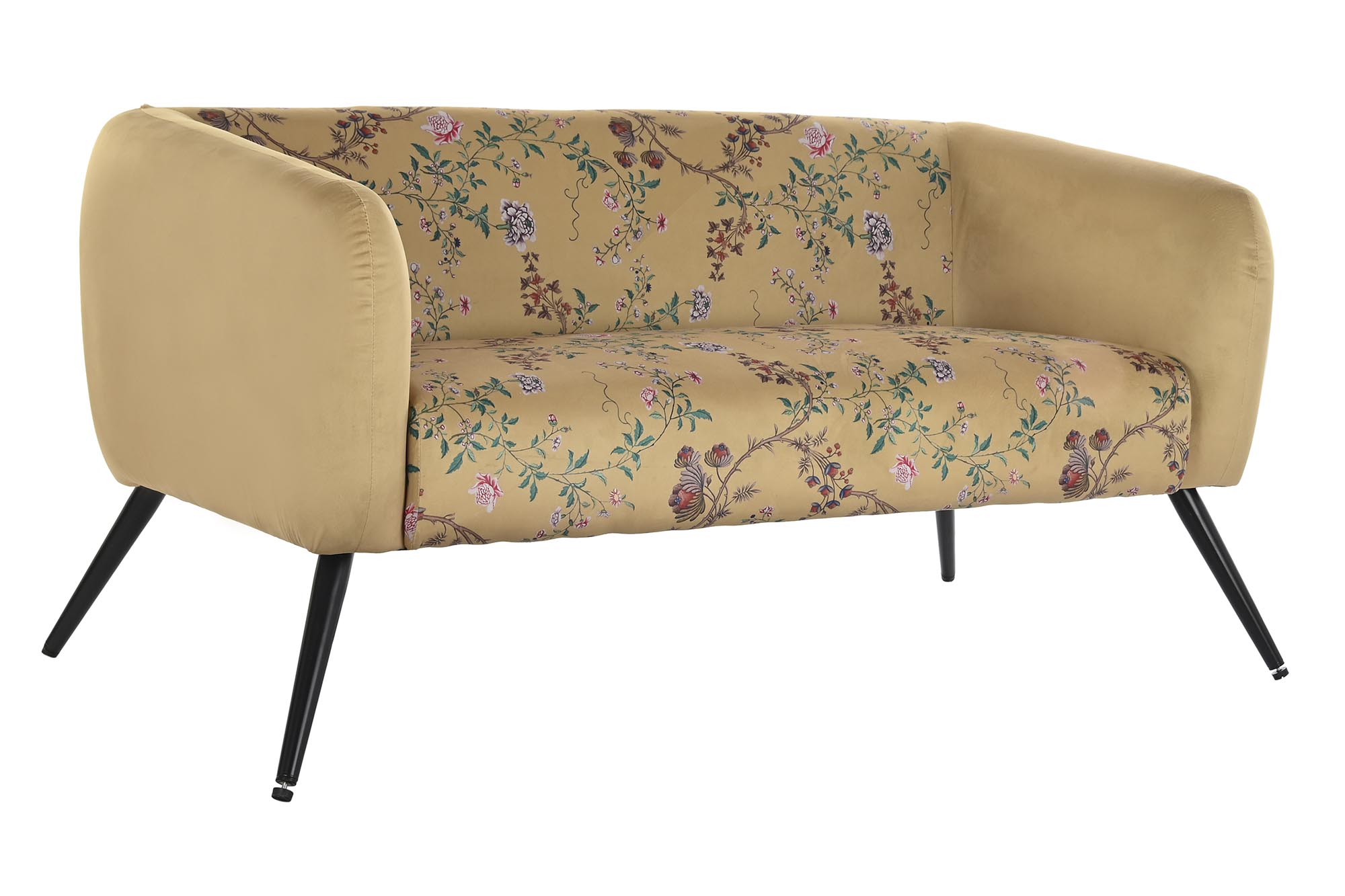 Sofa poliester metal 140x71x71 flores amarillo