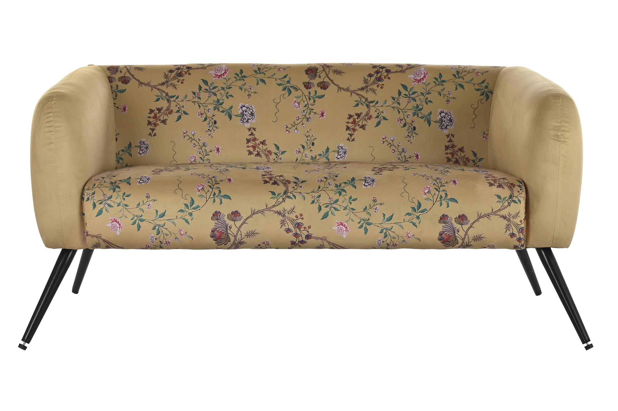 Sofa poliester metal 140x71x71 flores amarillo