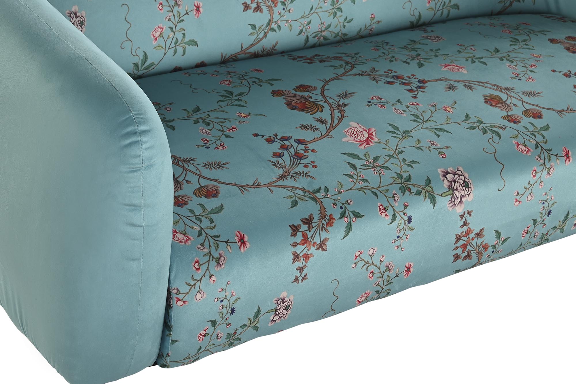 Sofa poliester metal 140x71x71 flores rama verde