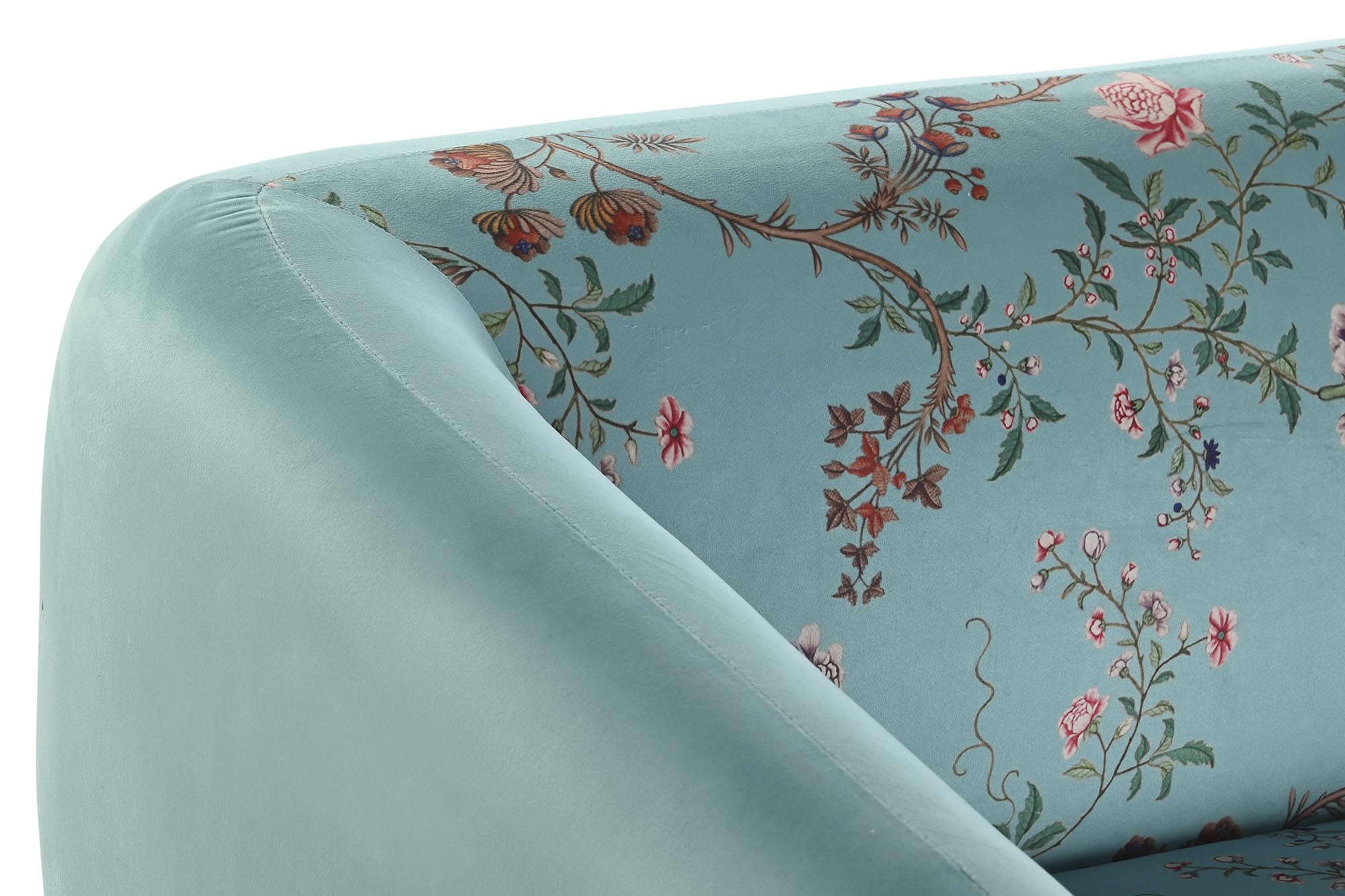 Sofa poliester metal 140x71x71 flores rama verde
