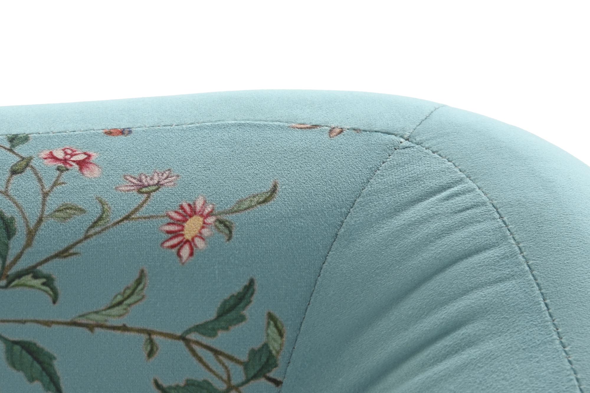 Sofa poliester metal 140x71x71 flores rama verde