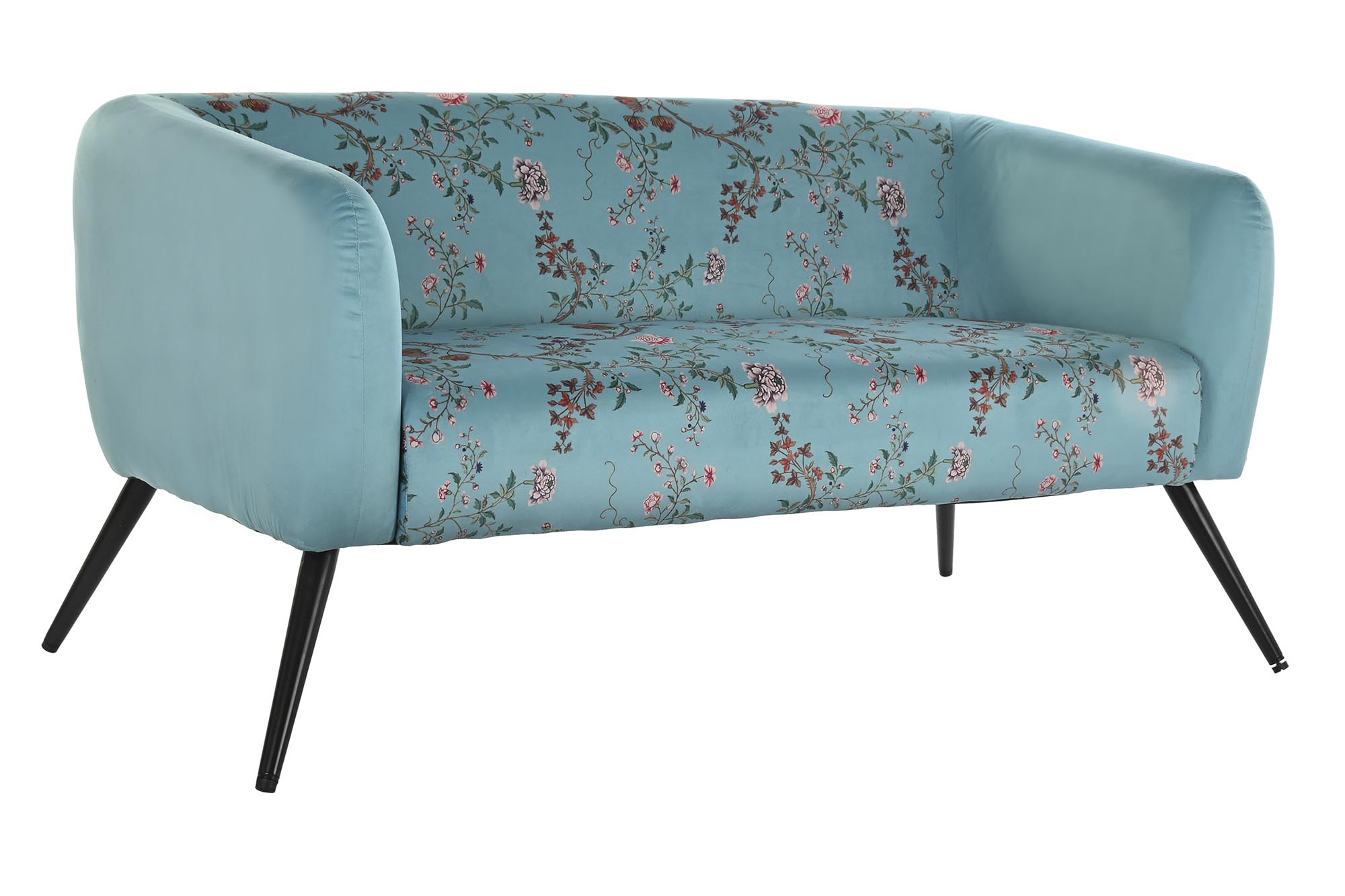 Sofa poliester metal 140x71x71 flores rama verde