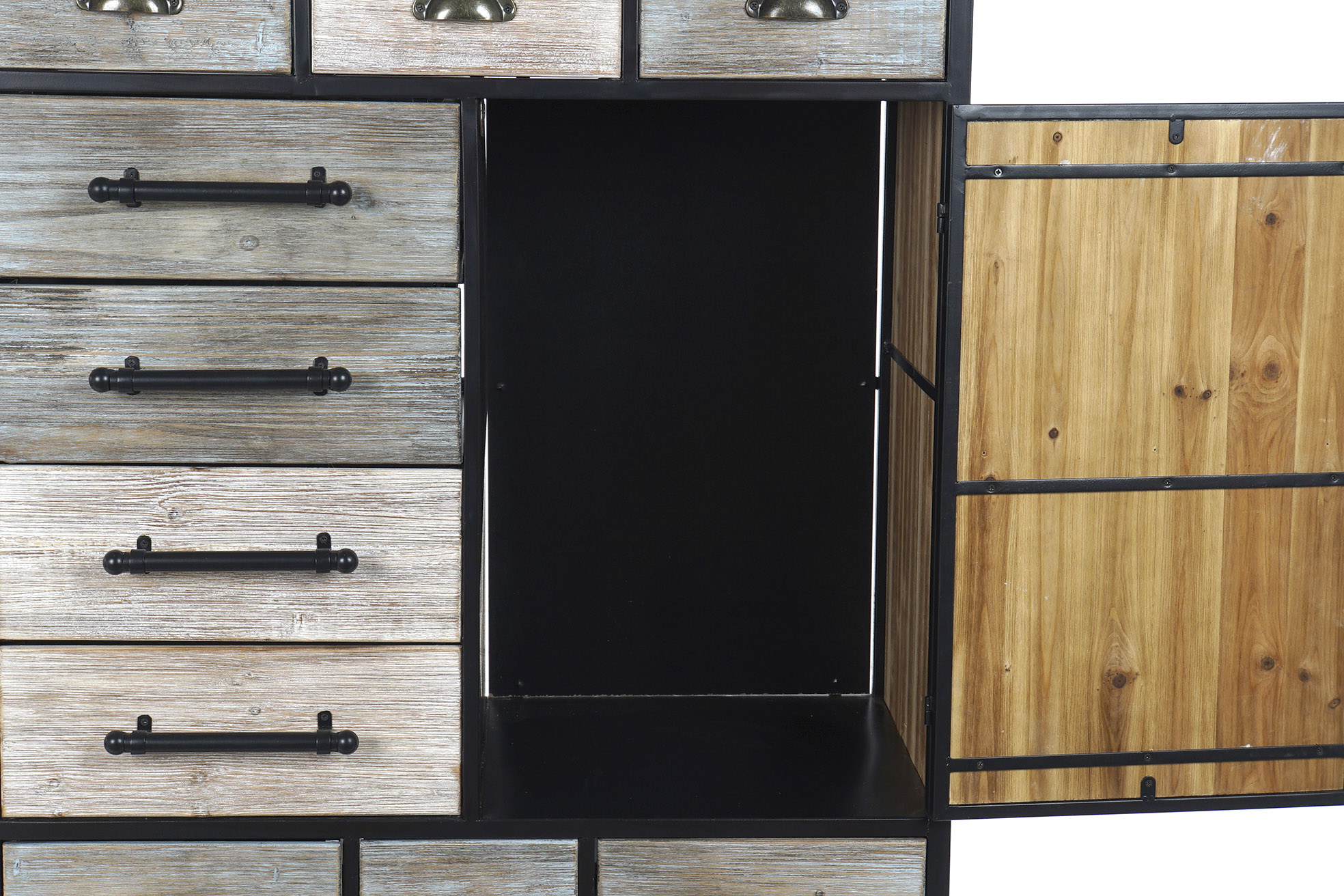 Cajonera madera metal 80,5x40x122 envejecido