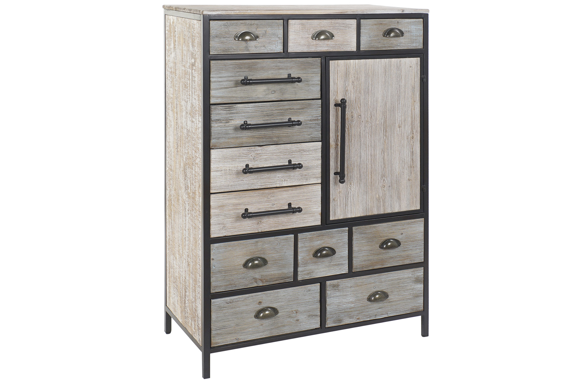 Cajonera madera metal 80,5x40x122 envejecido