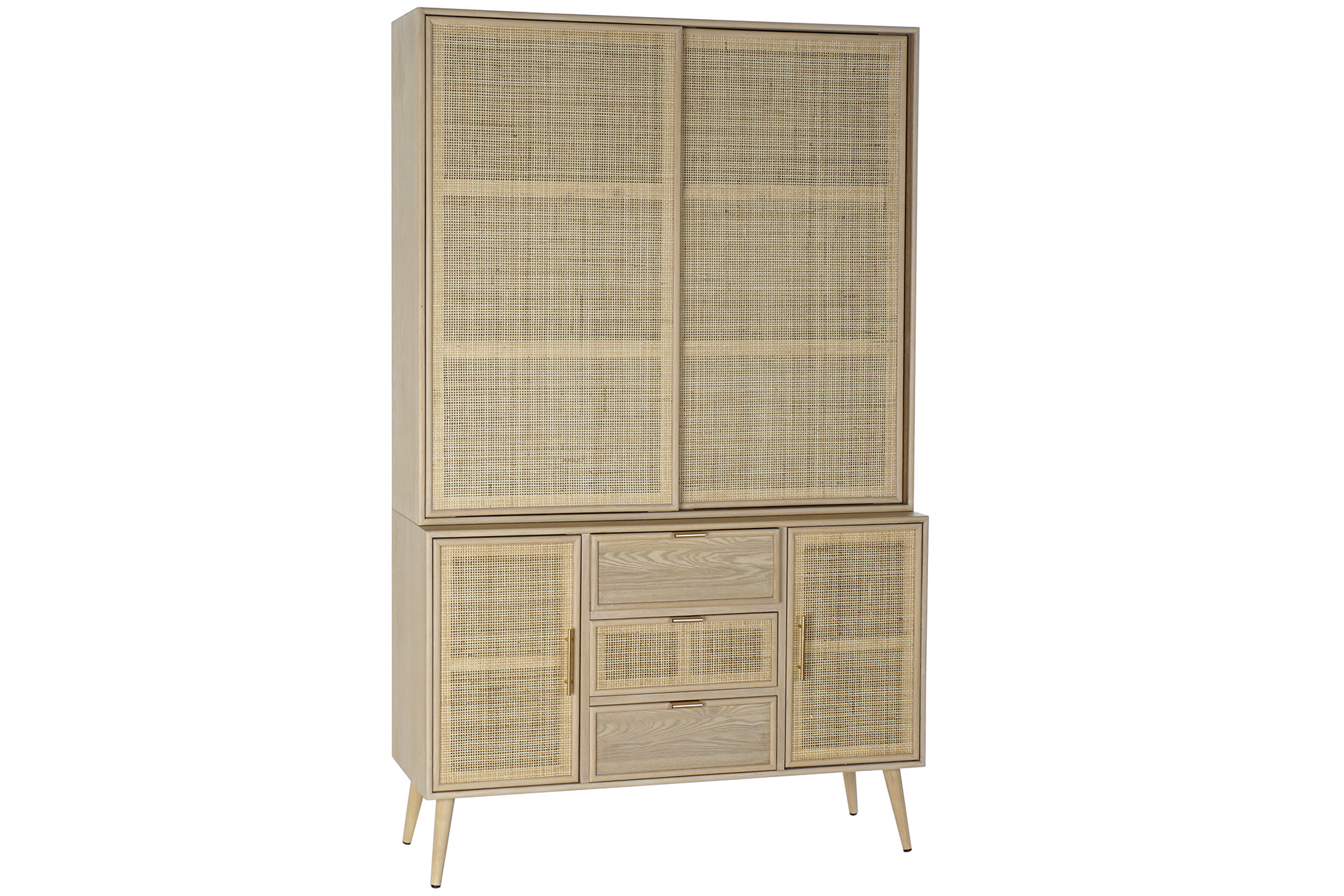 Vitrina paulownia mdf 120x38,5x196 rejilla natural