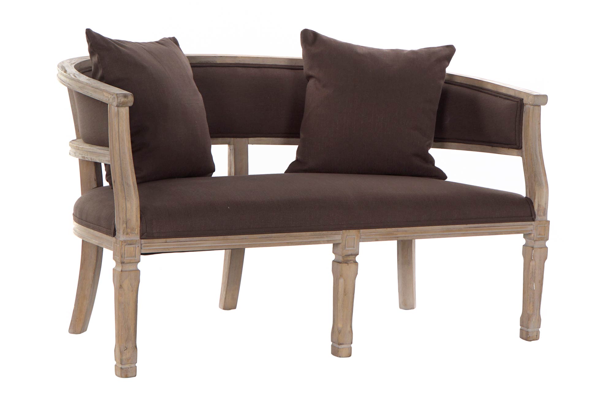 Sofa lino rubberwood 122x69x72 2 plazas marron