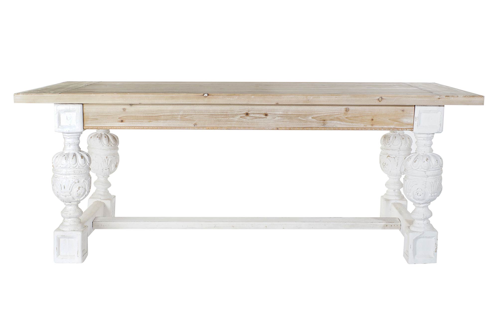 Mesa comedor abeto mdf 200x90x77 envejecido blanco