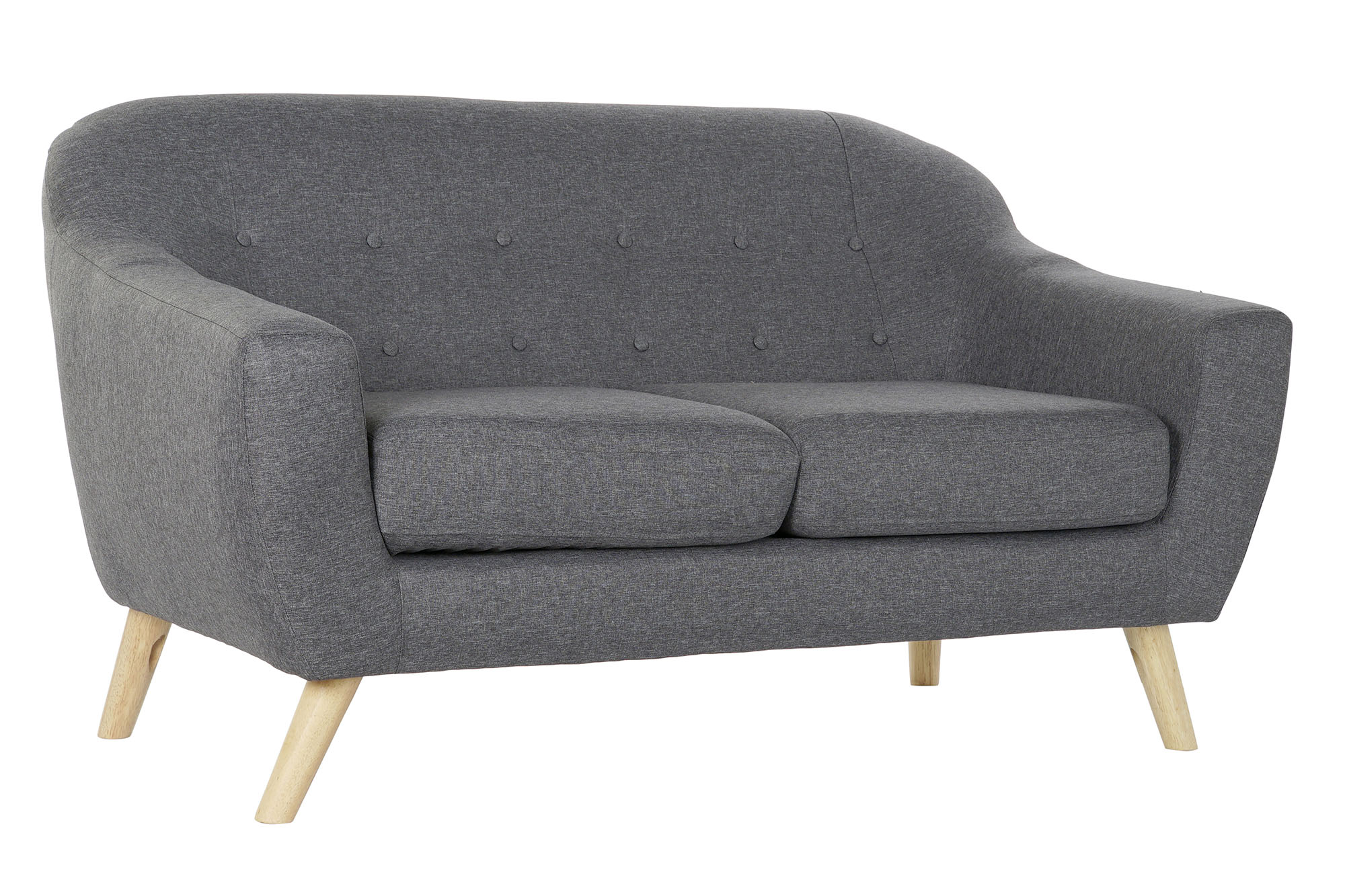 Sofa poliester rubberwood 146x72x82 2 plazas gris