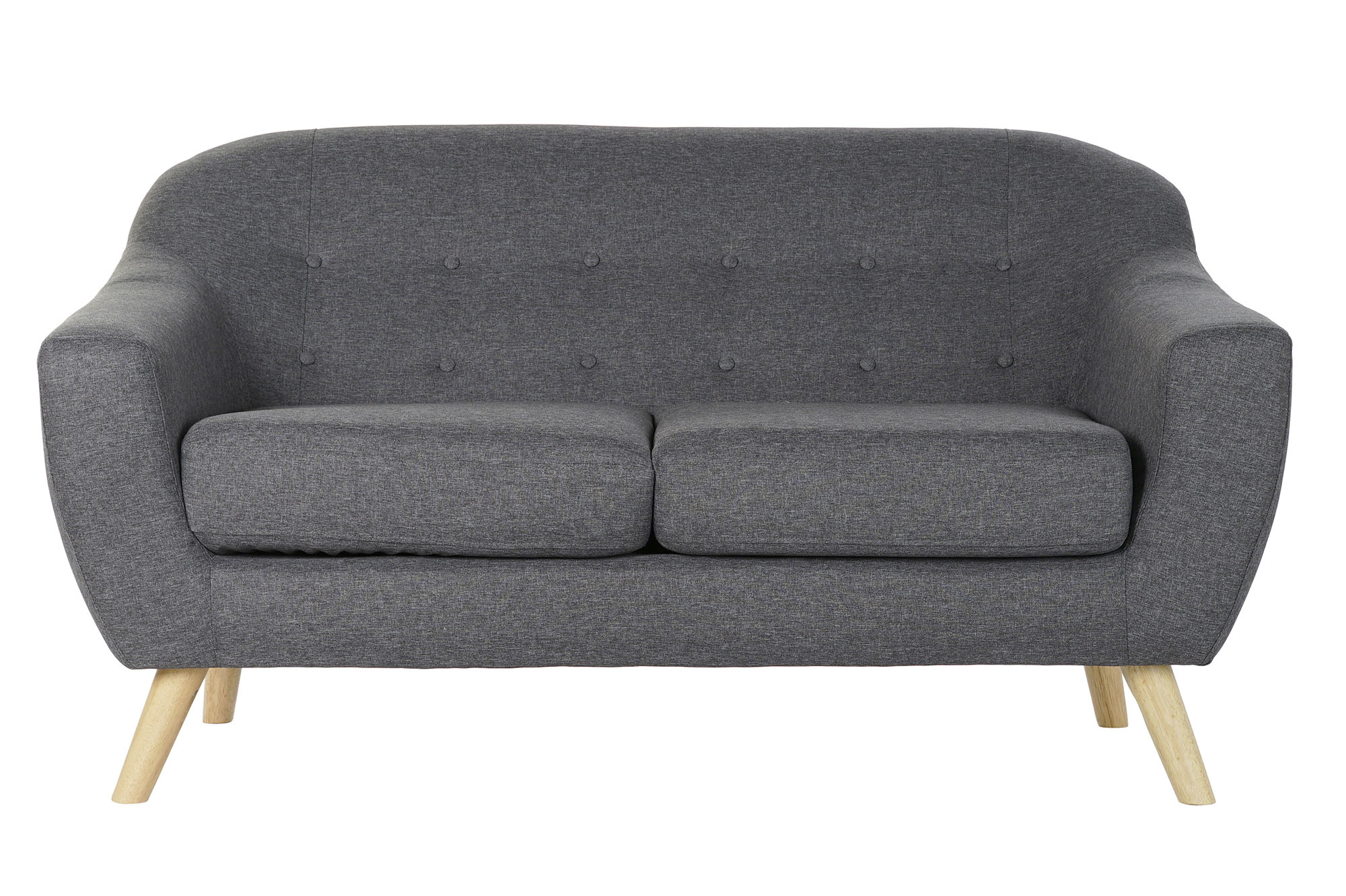 Sofa poliester rubberwood 146x72x82 2 plazas gris
