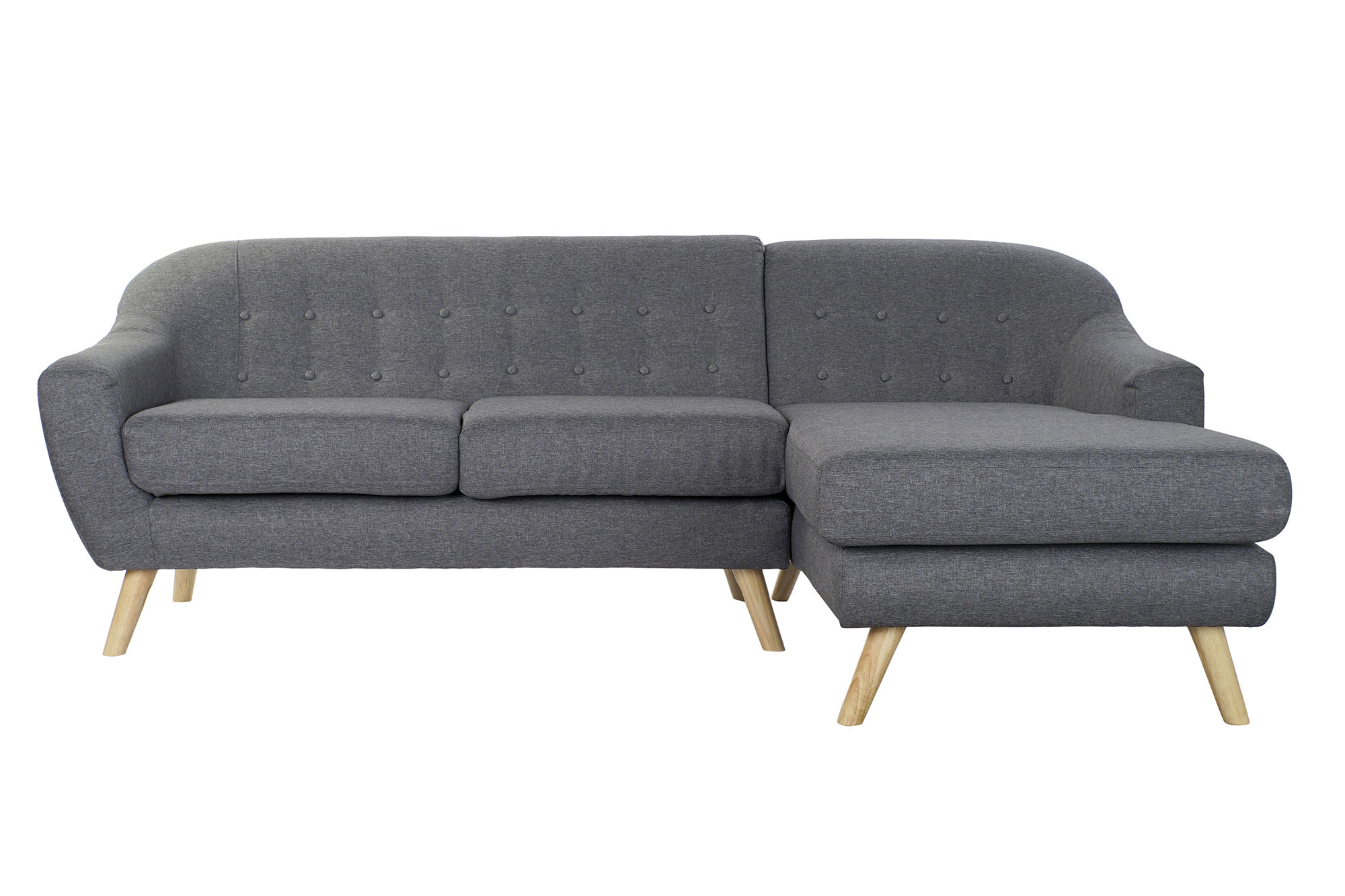 Sofa poliester rubberwood 230x144x84 3 plazas gris