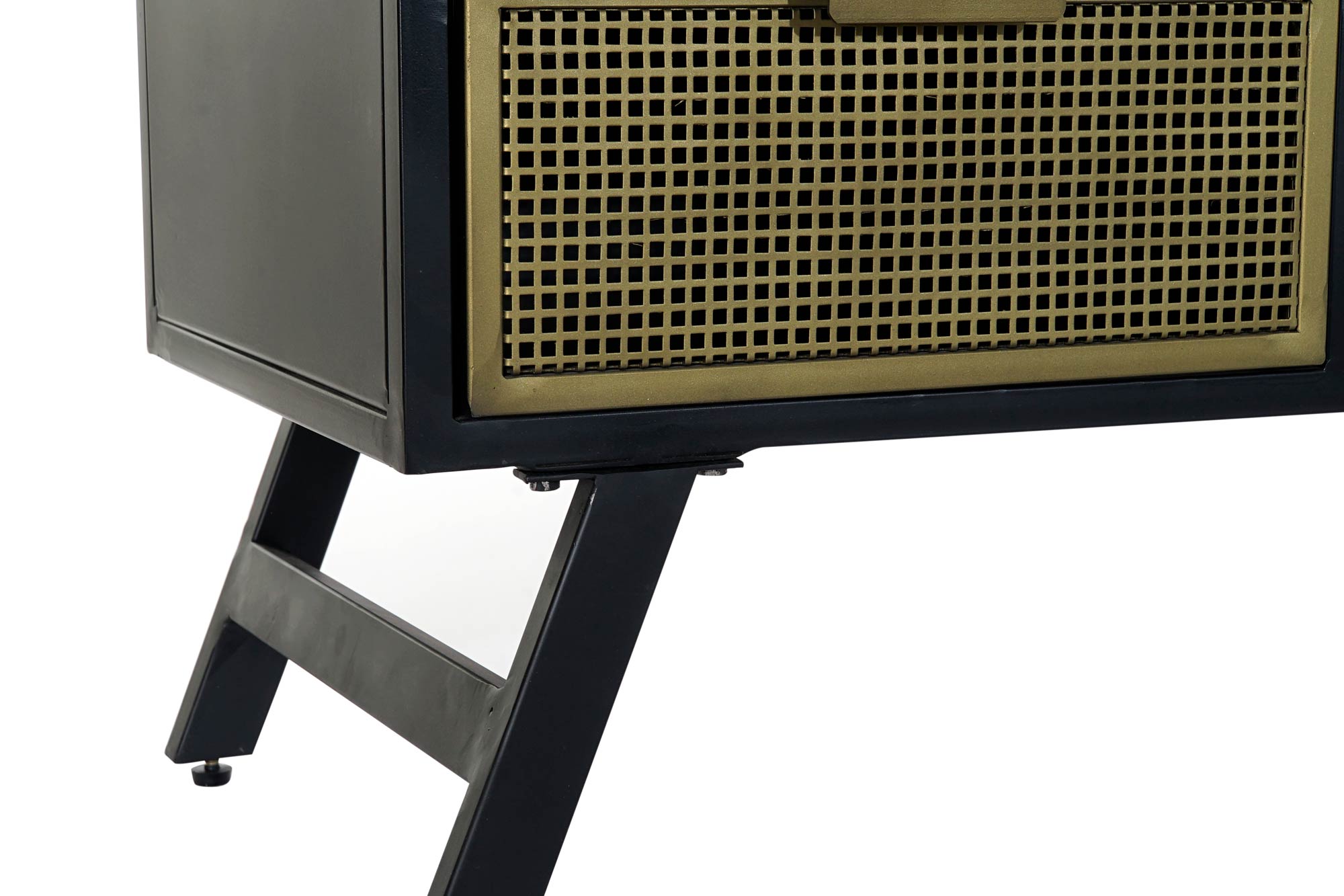 Mueble tv metal 125x41x62 rejilla negro