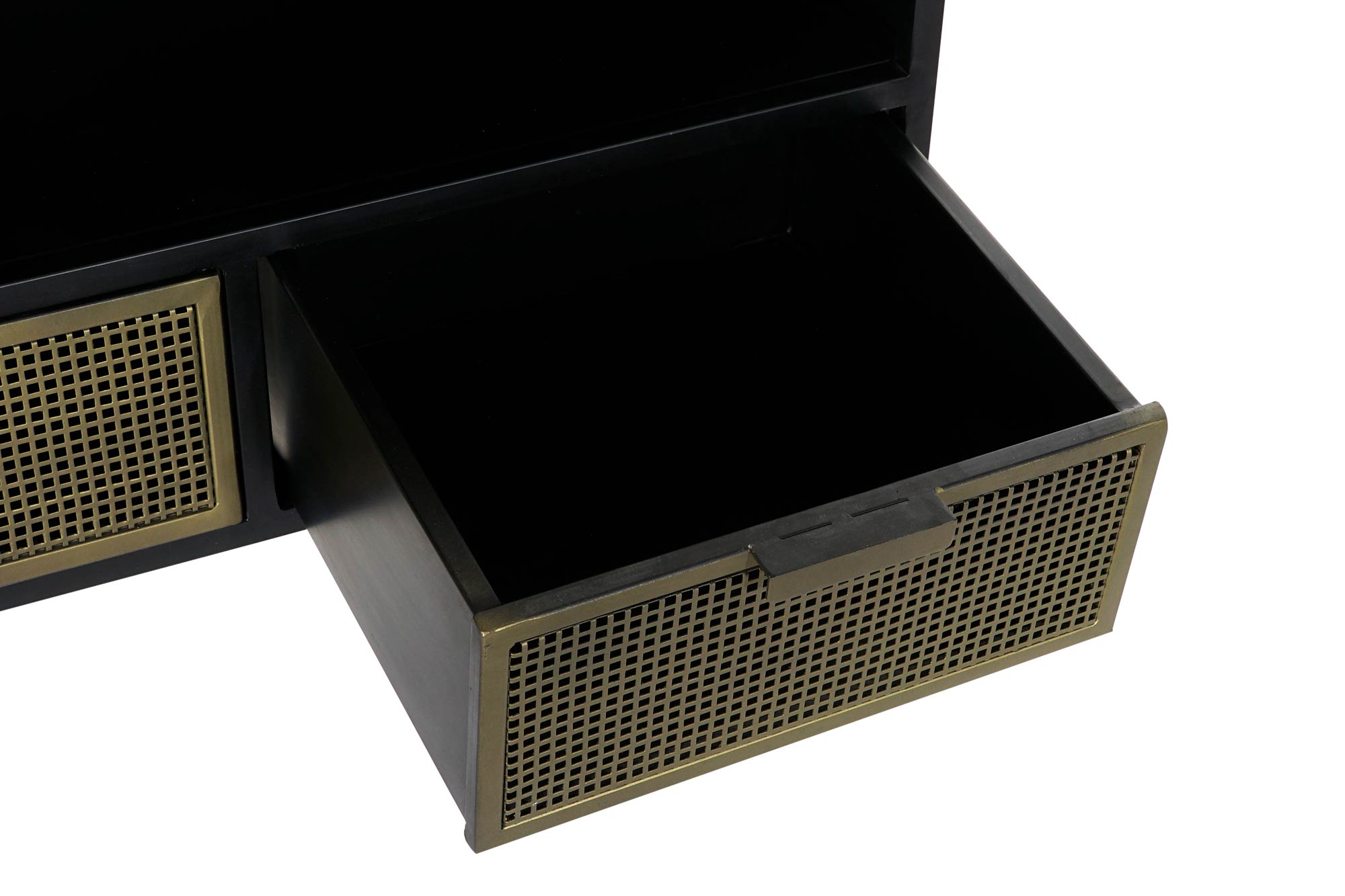 Mueble tv metal 125x41x62 rejilla negro