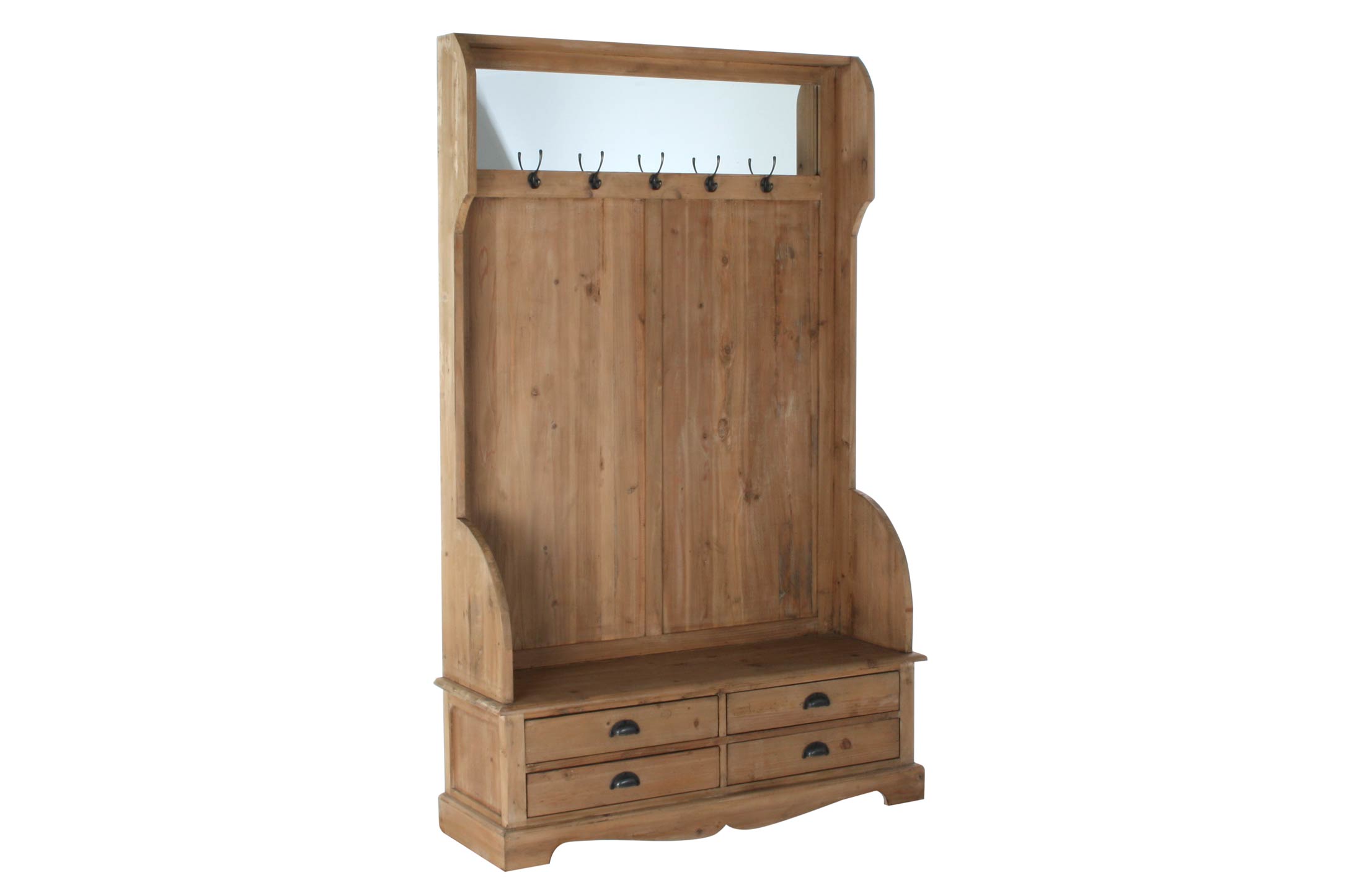 Recibidor pino reciclado espejo 124x40x200 natural