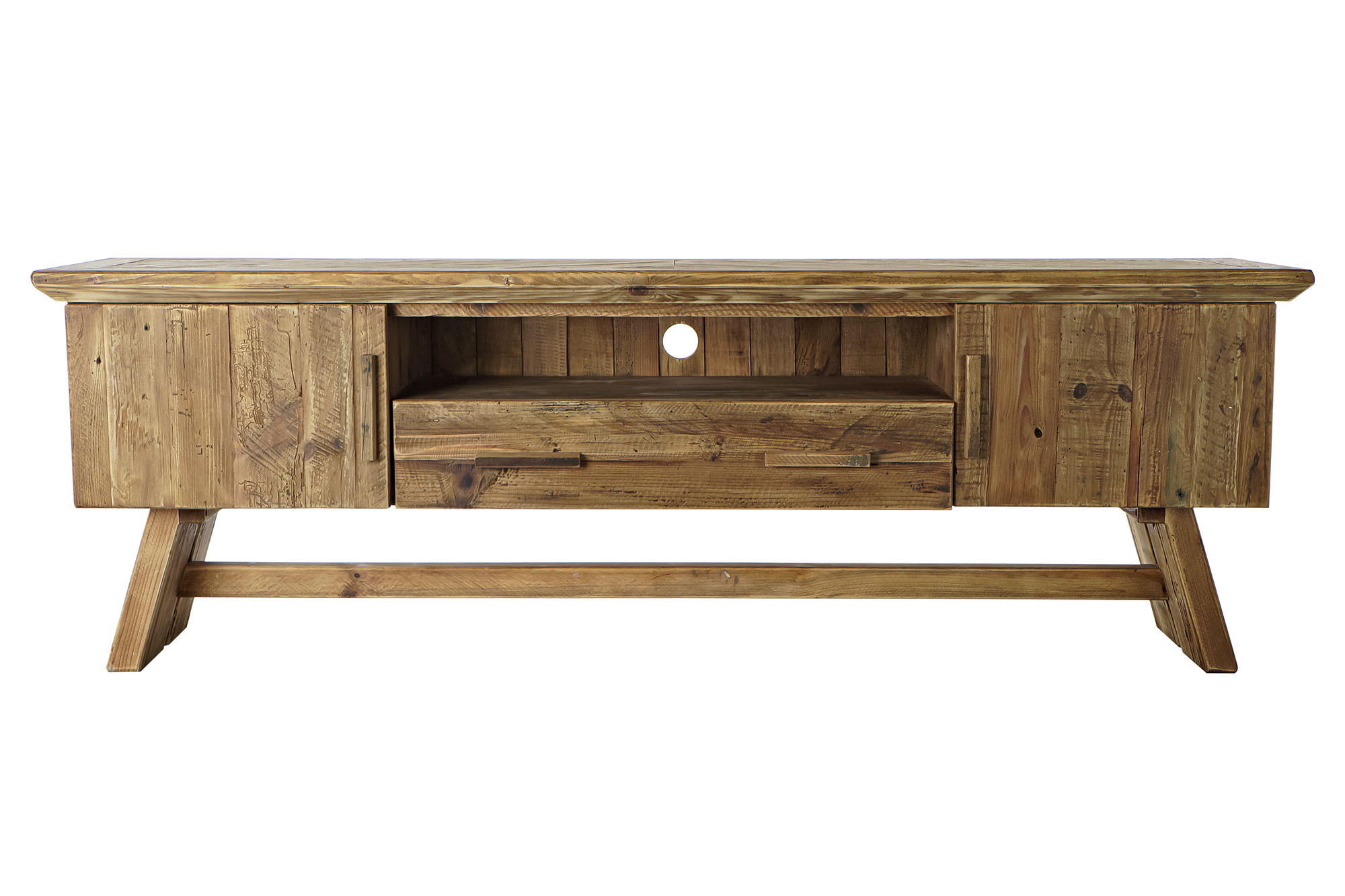 Mueble tv madera reciclada 180x45x60 natural