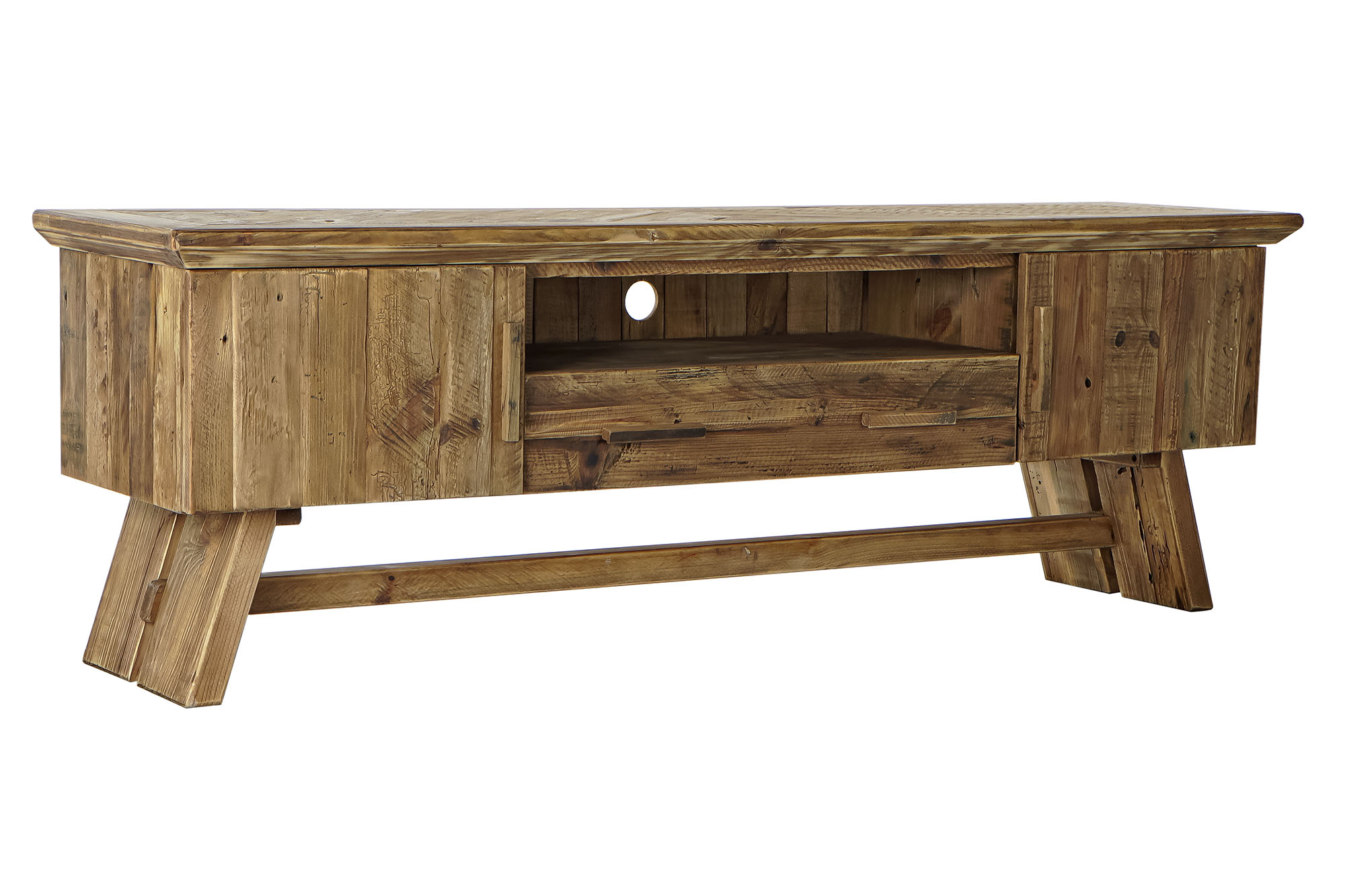 Mueble tv madera reciclada 180x45x60 natural