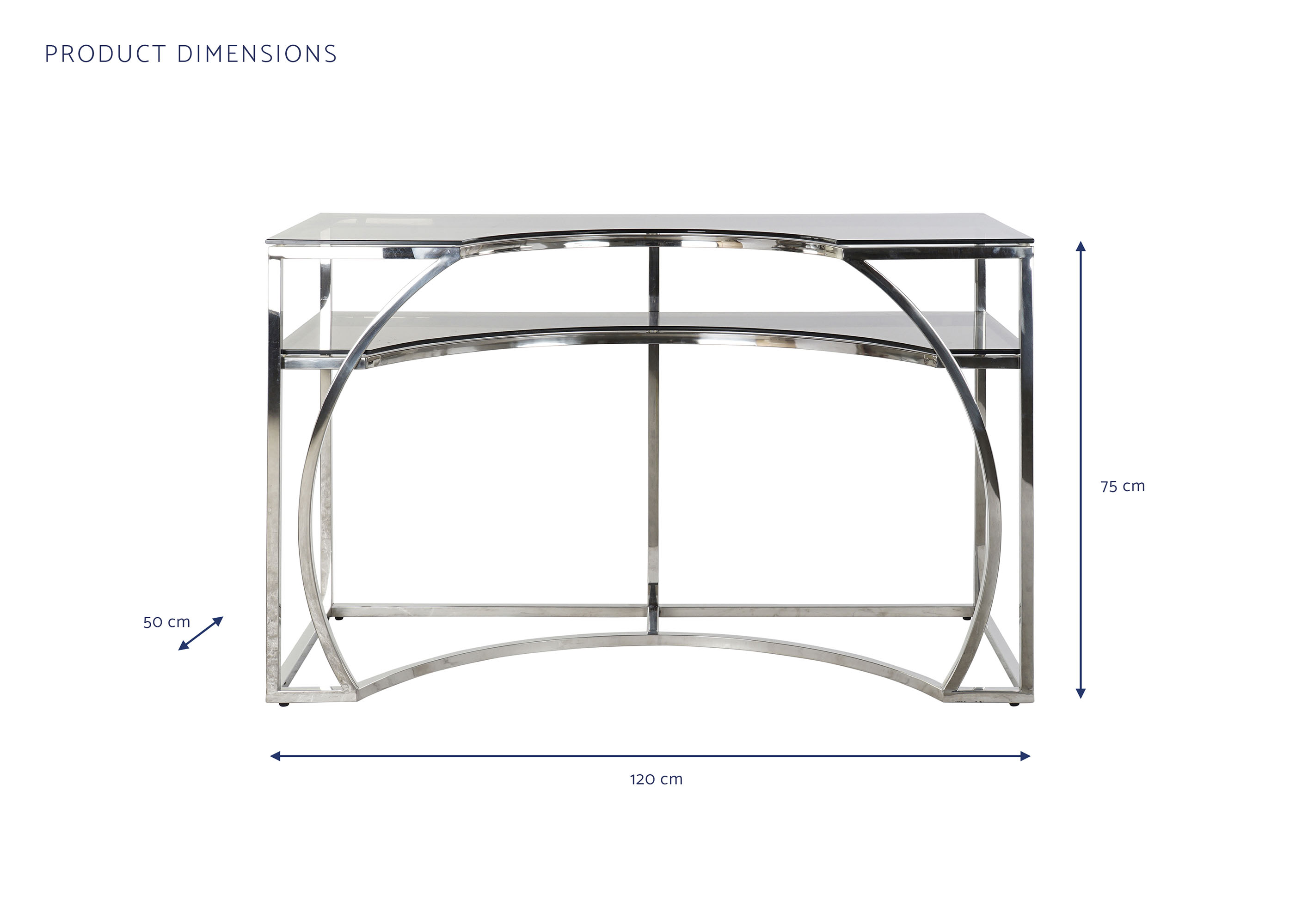 Consola acero cristal 120x50x75 plateado