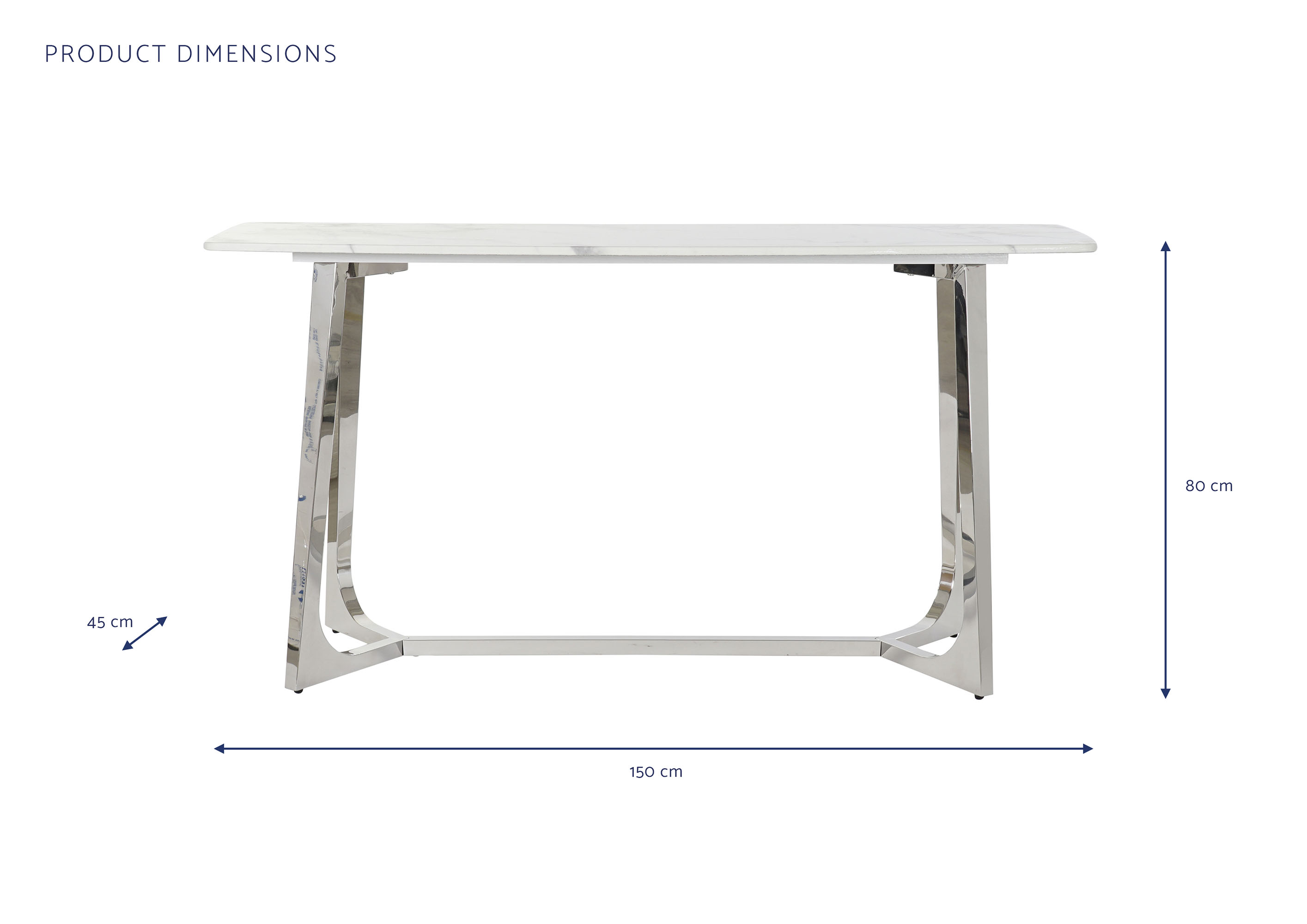 Consola acero marmol 150x45x80 plateado